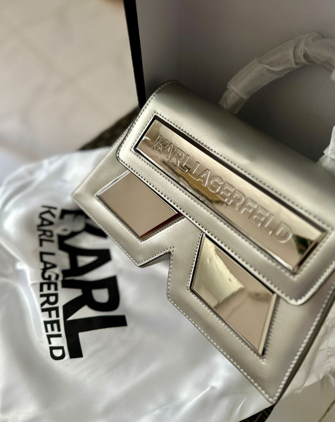 Brand New Karl Lagerfeld Ikon K Metallic Crossbody Bag