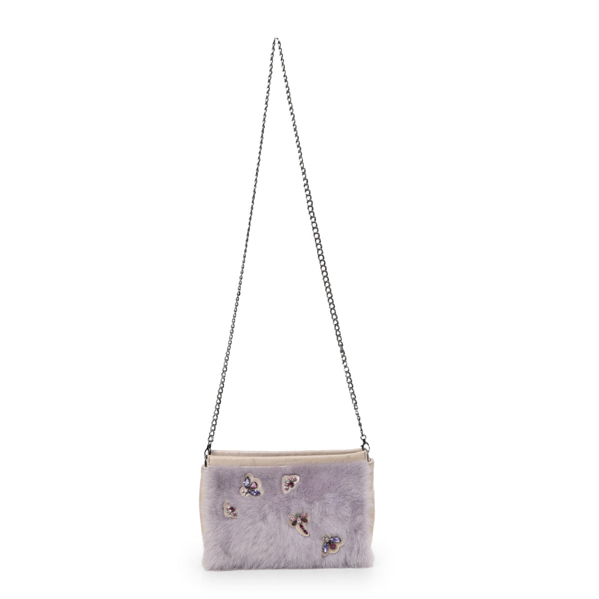 Long Champ Faux Fur And Patent Leather Crossbody Bag