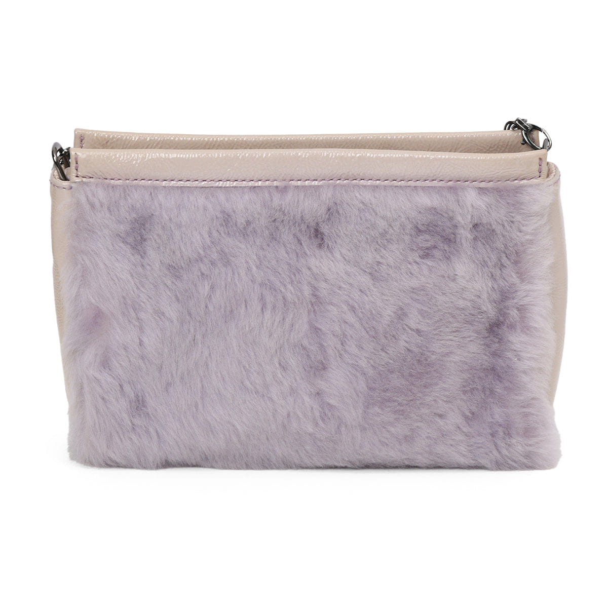 Long Champ Faux Fur And Patent Leather Crossbody Bag