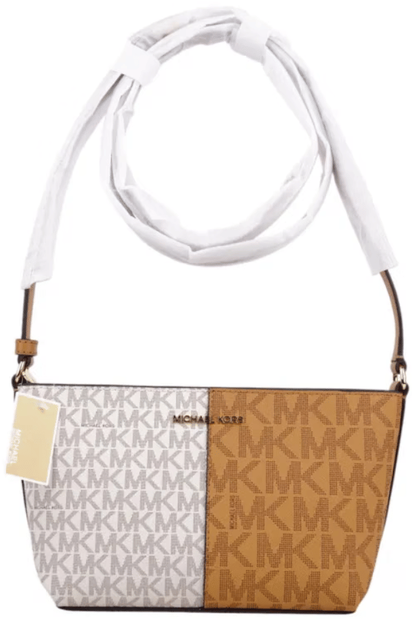 Brand New Michael Kors Jet Set Small Two - Tone Logo Crossbody Bag