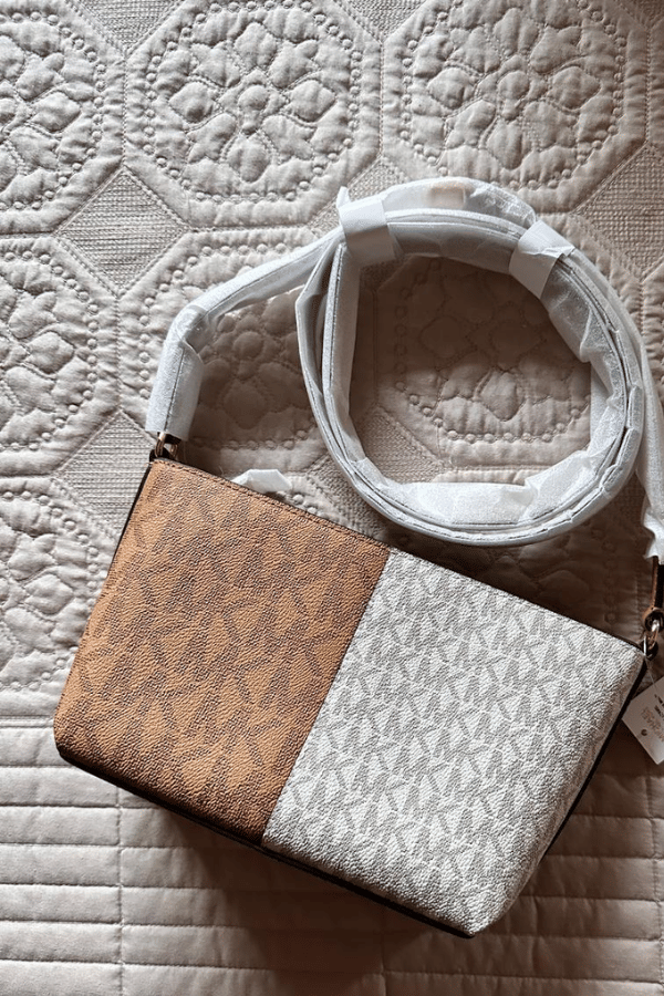 Brand New Michael Kors Jet Set Small Two - Tone Logo Crossbody Bag