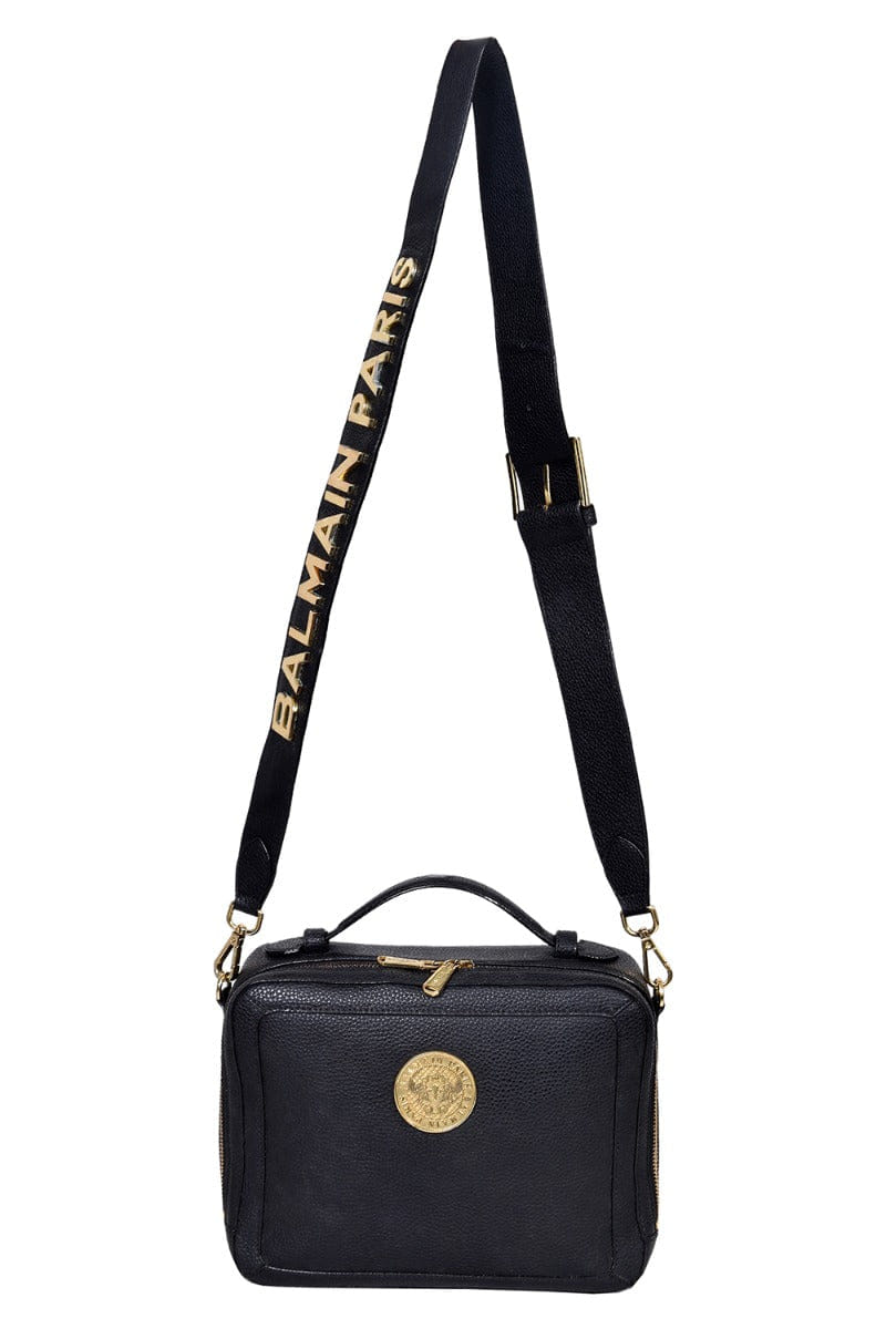 REPORTER Balmain Reporter Golden Logo Crossbody Bag