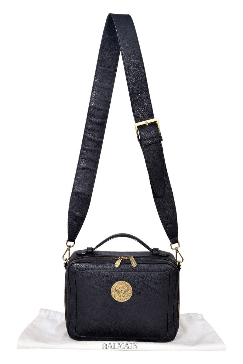 REPORTER Balmain Reporter Golden Logo Crossbody Bag