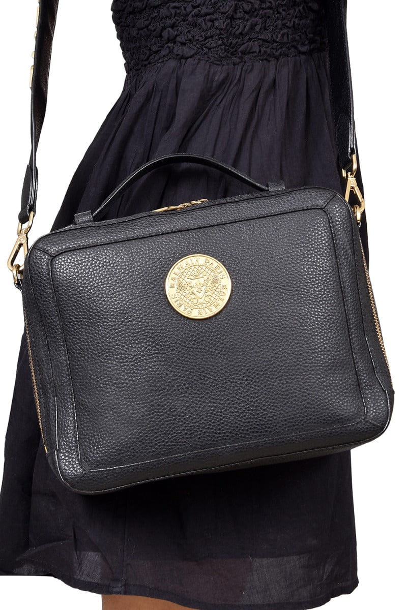 REPORTER Balmain Reporter Golden Logo Crossbody Bag