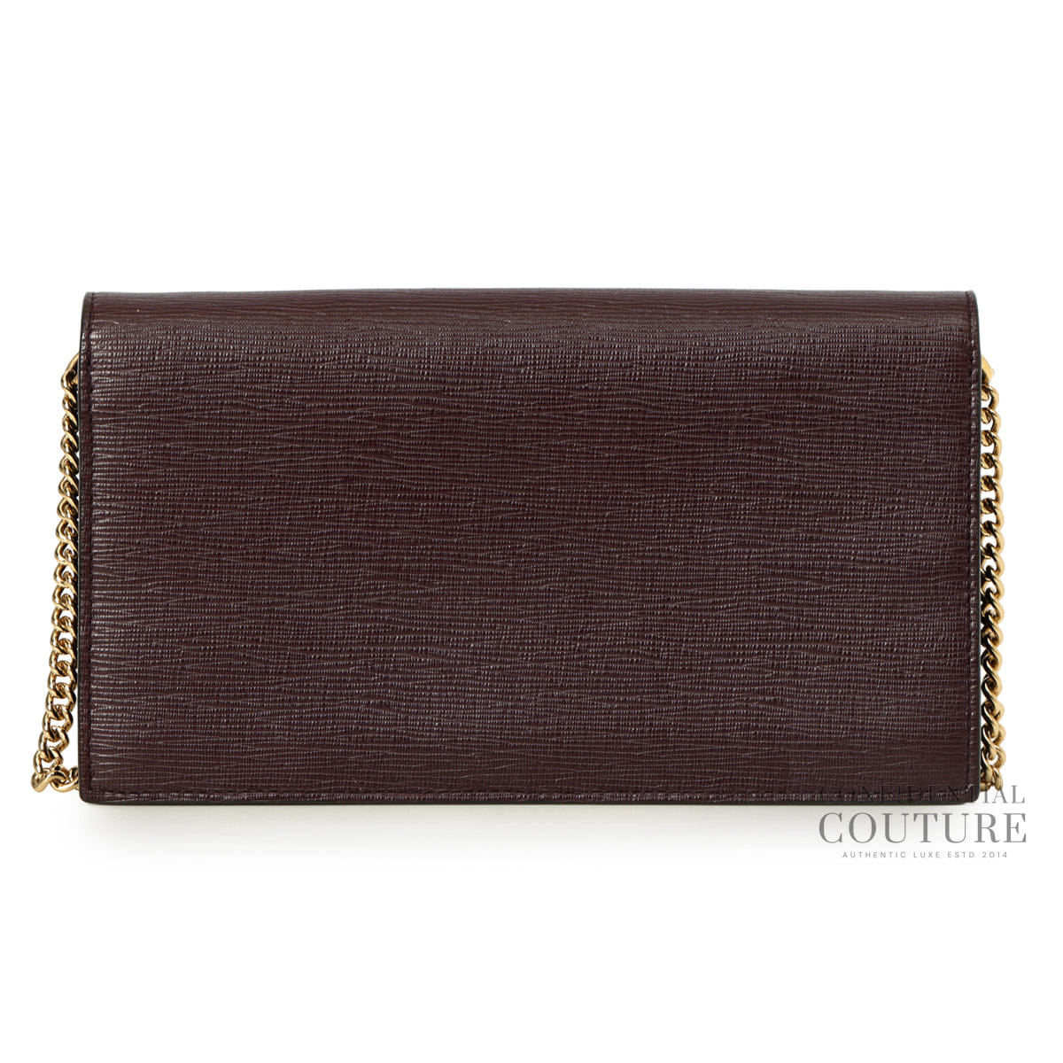 Bally Dark Plum Leather Wallet On Chain Bag