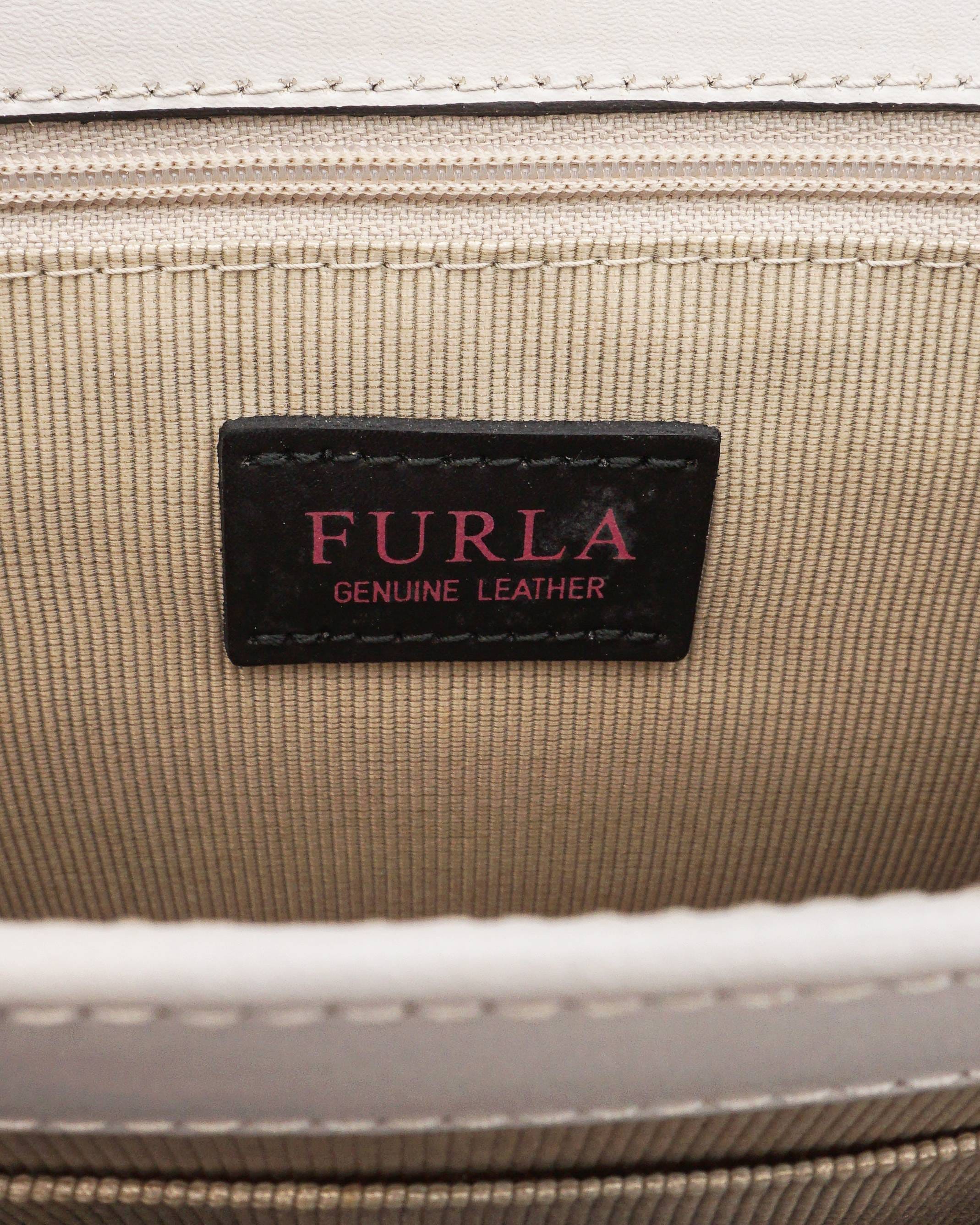 Furla Off - White Leather Mughetto Small Shoulder Bag