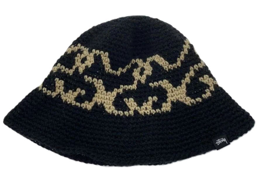 Stussy Waves Knit Bucket Hat Black/Tan (WORN)