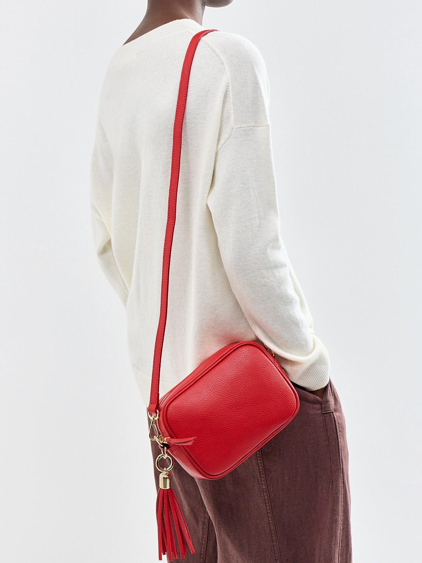 Apatchy London Tassel Leather Crossbody Bag Red