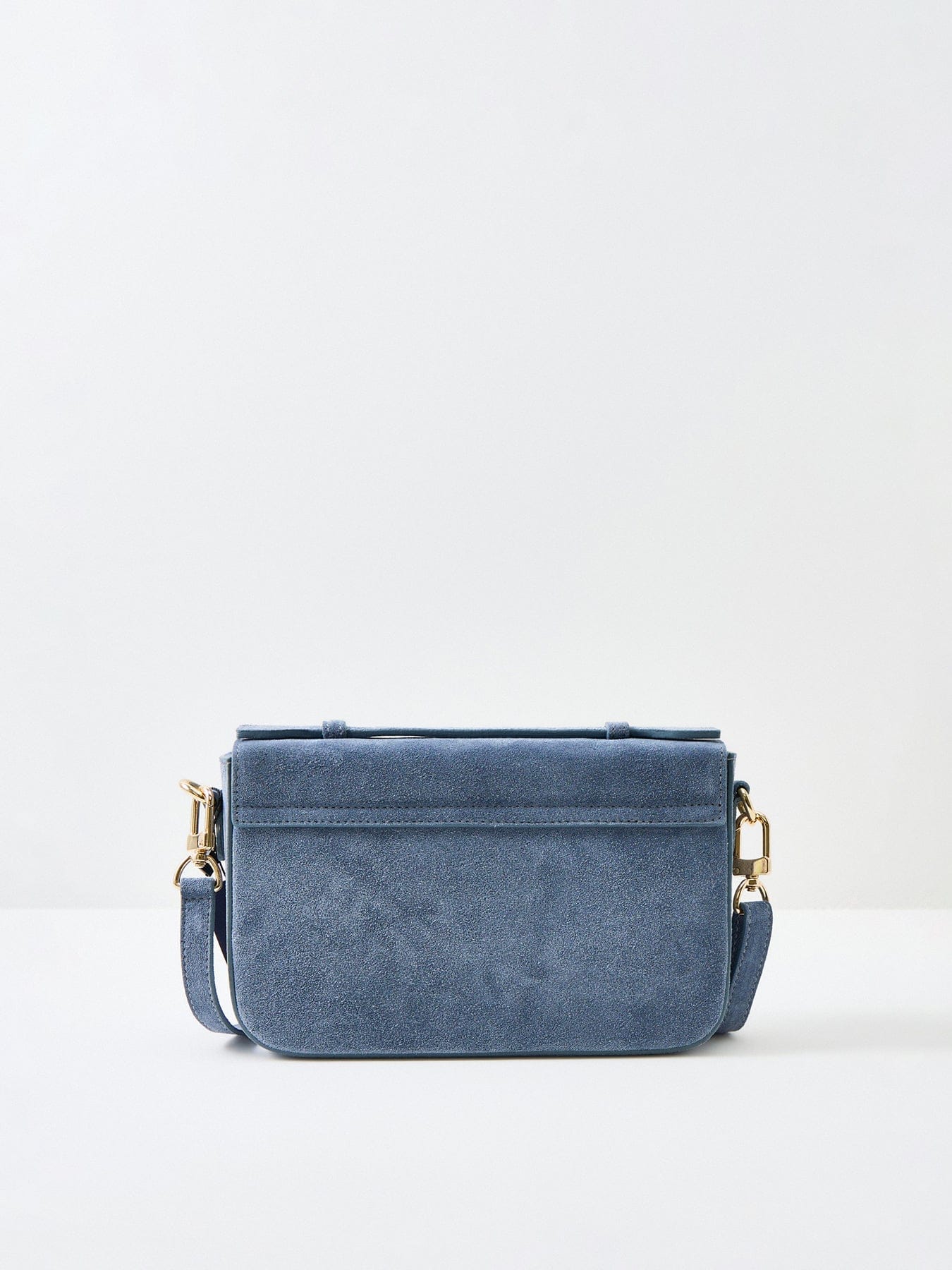Apatchy London Flora Suede Top Handle Crossbody Bag Blue