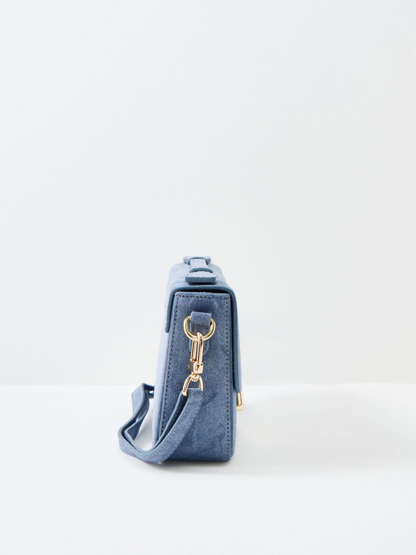 Apatchy London Flora Suede Top Handle Crossbody Bag Blue