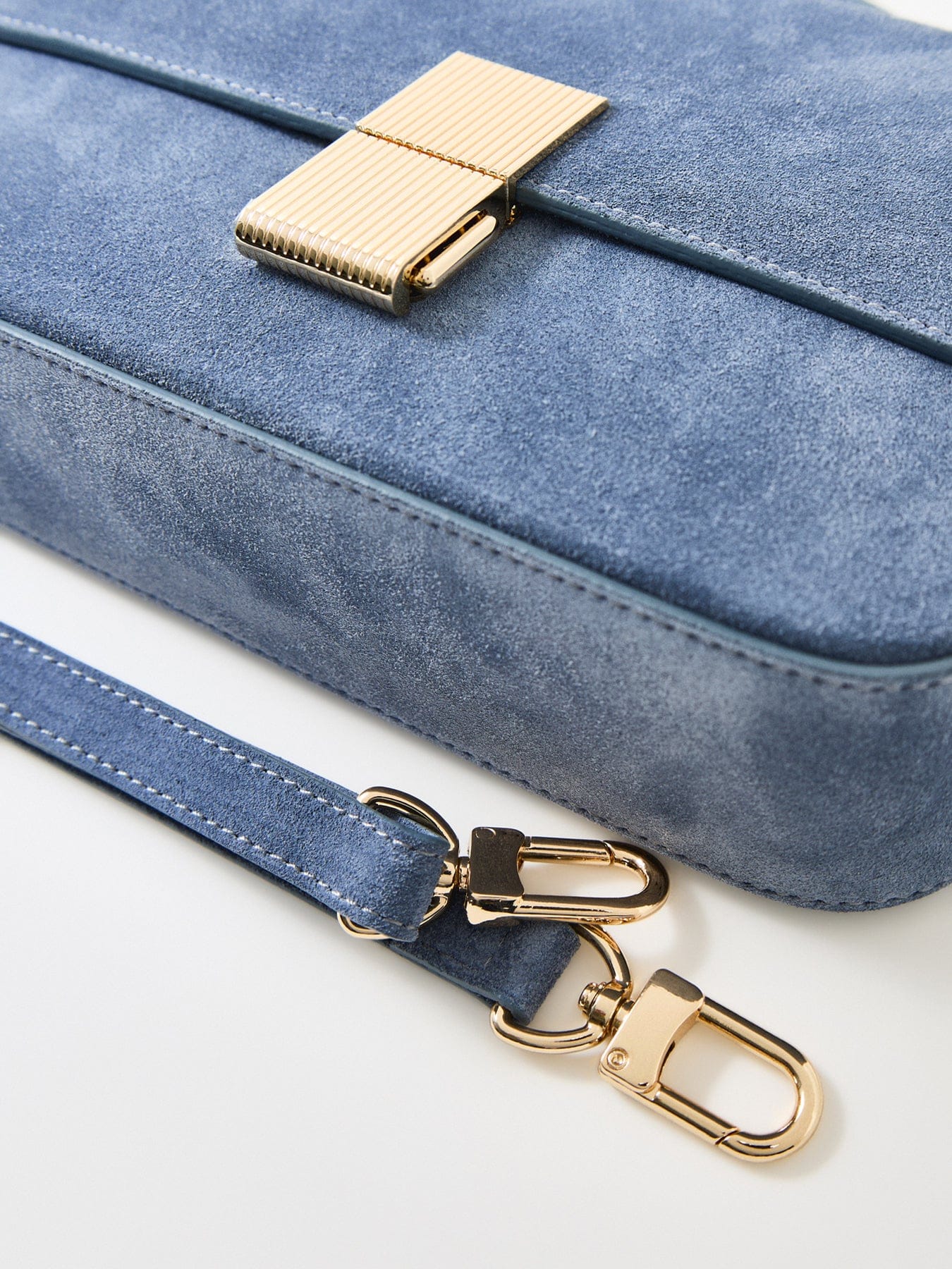 Apatchy London Flora Suede Top Handle Crossbody Bag Blue