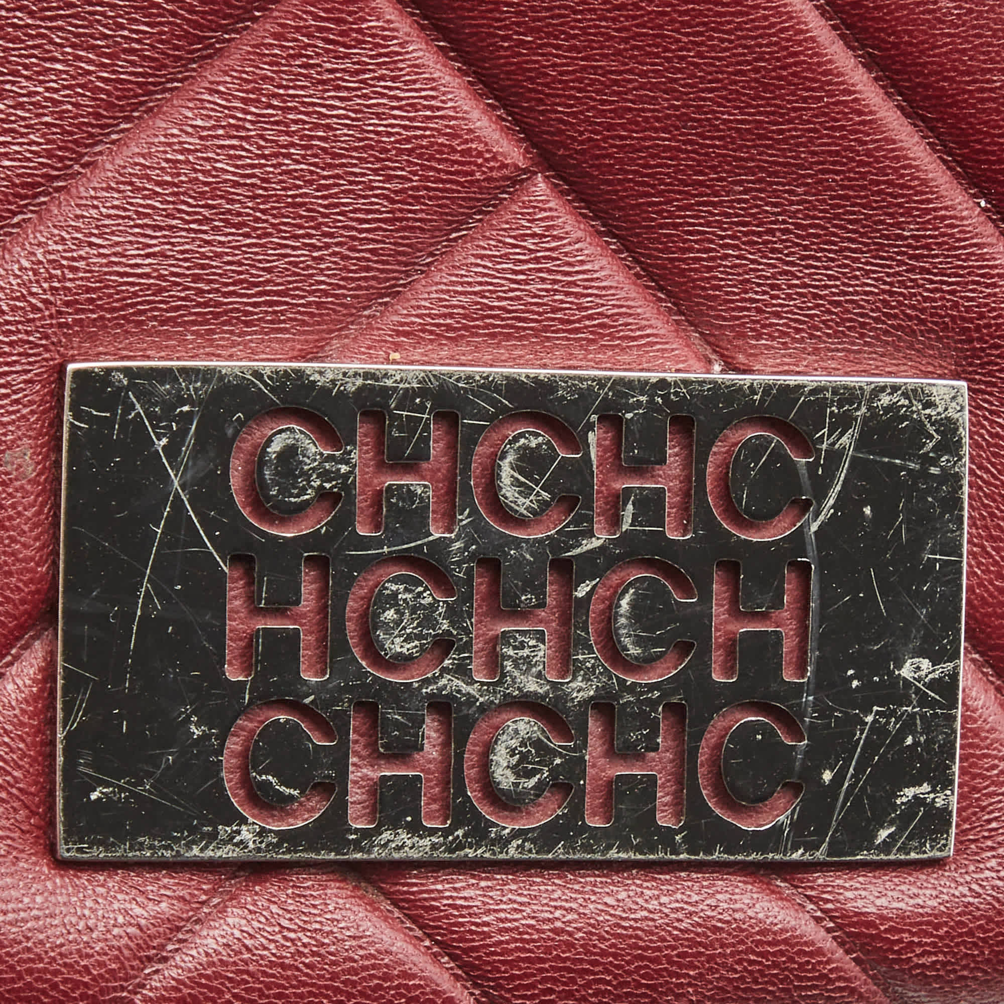 Ch Carolina Herrera Burgundy Chevron Leather Logo Camera Crossbody Bag