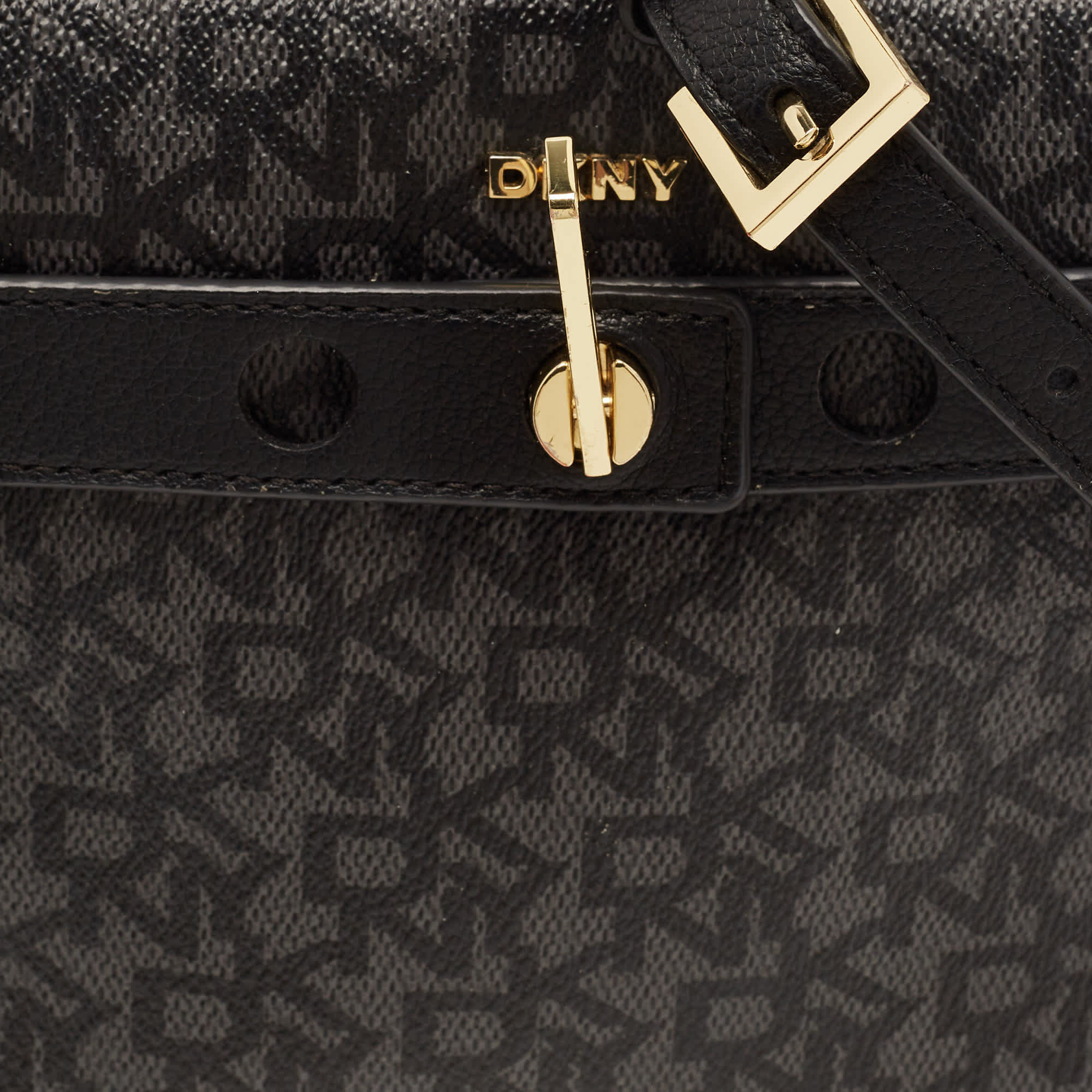 Monogram Dkny Bleeker East West Black/grey Monogram Coated Canvas And Leather Crossbody Bag