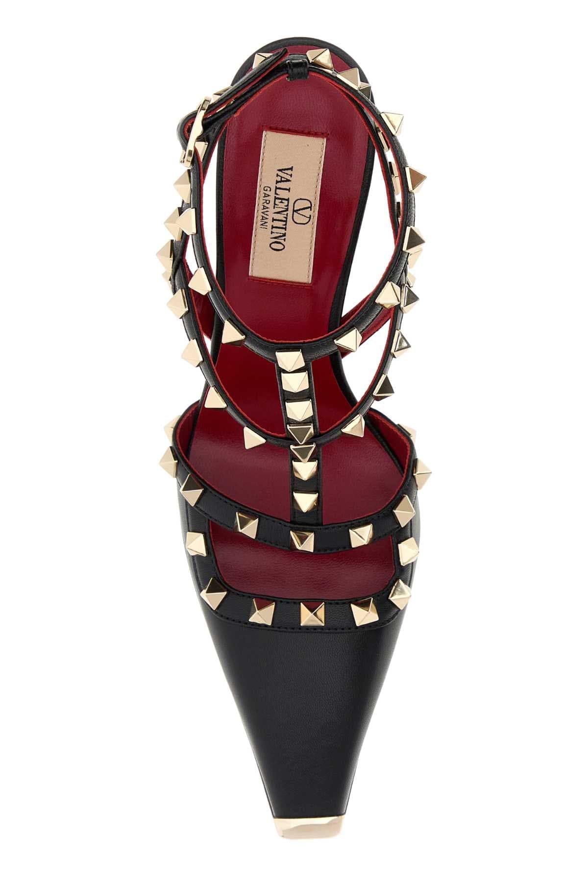 Valentino Garavani Studded T - Strap Leather Heel — Black