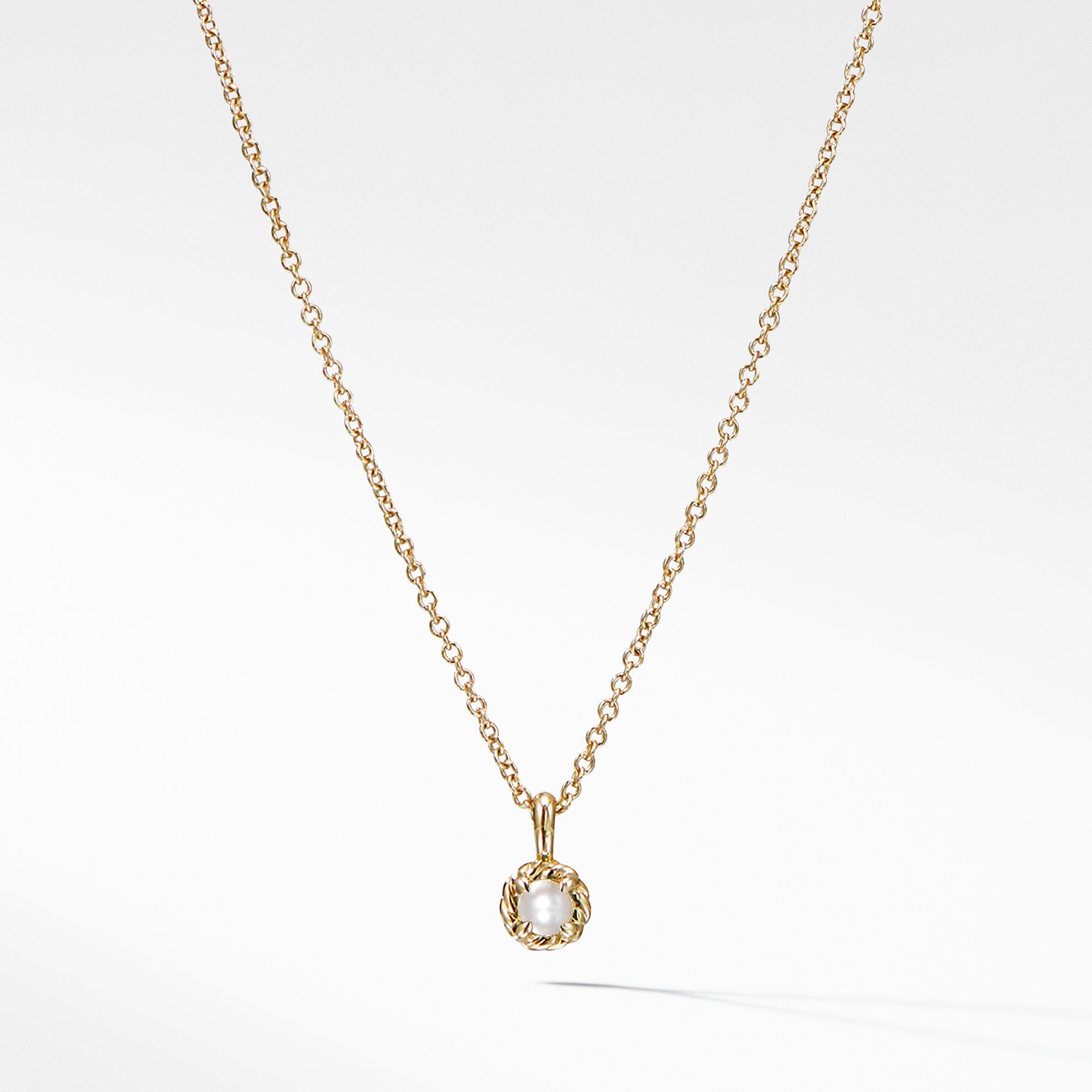 David Yurman Cable Collectibles® Kids Necklace Birthstone Necklace with Cultured Freshwater Pearls in 18K Gold, 3 mm