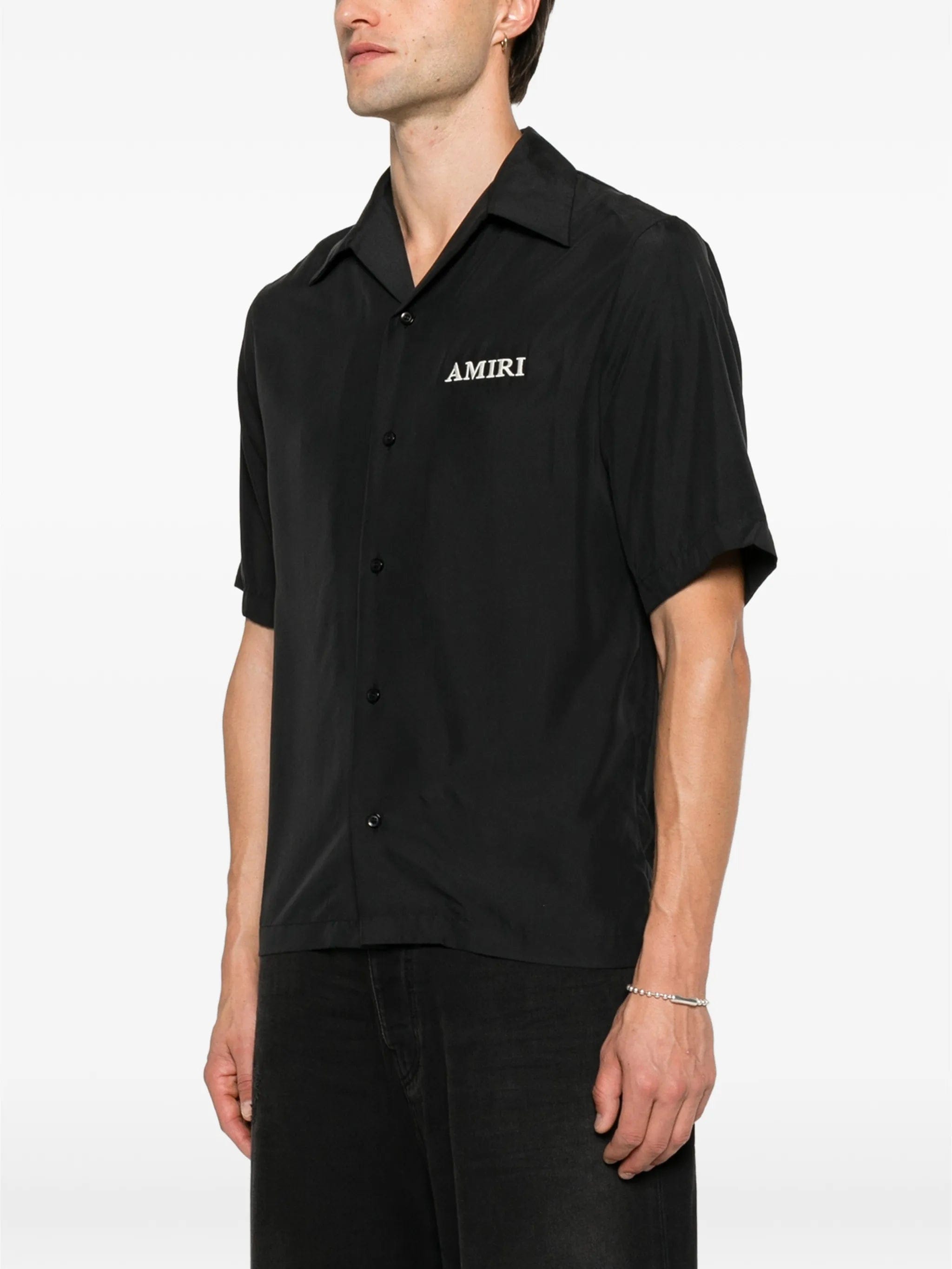 AMIRI logo - embroidered camp - collar shirt