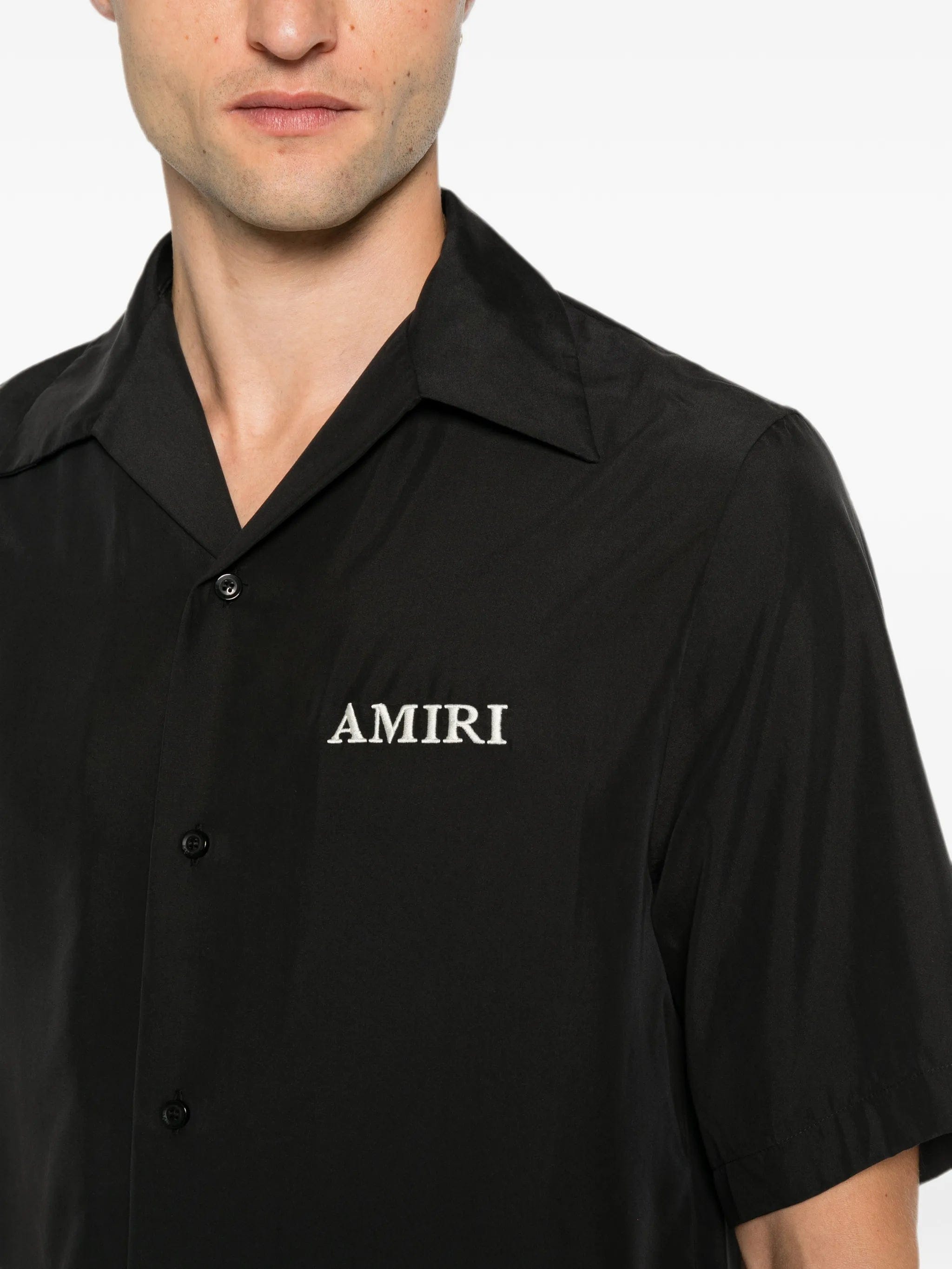 AMIRI logo - embroidered camp - collar shirt