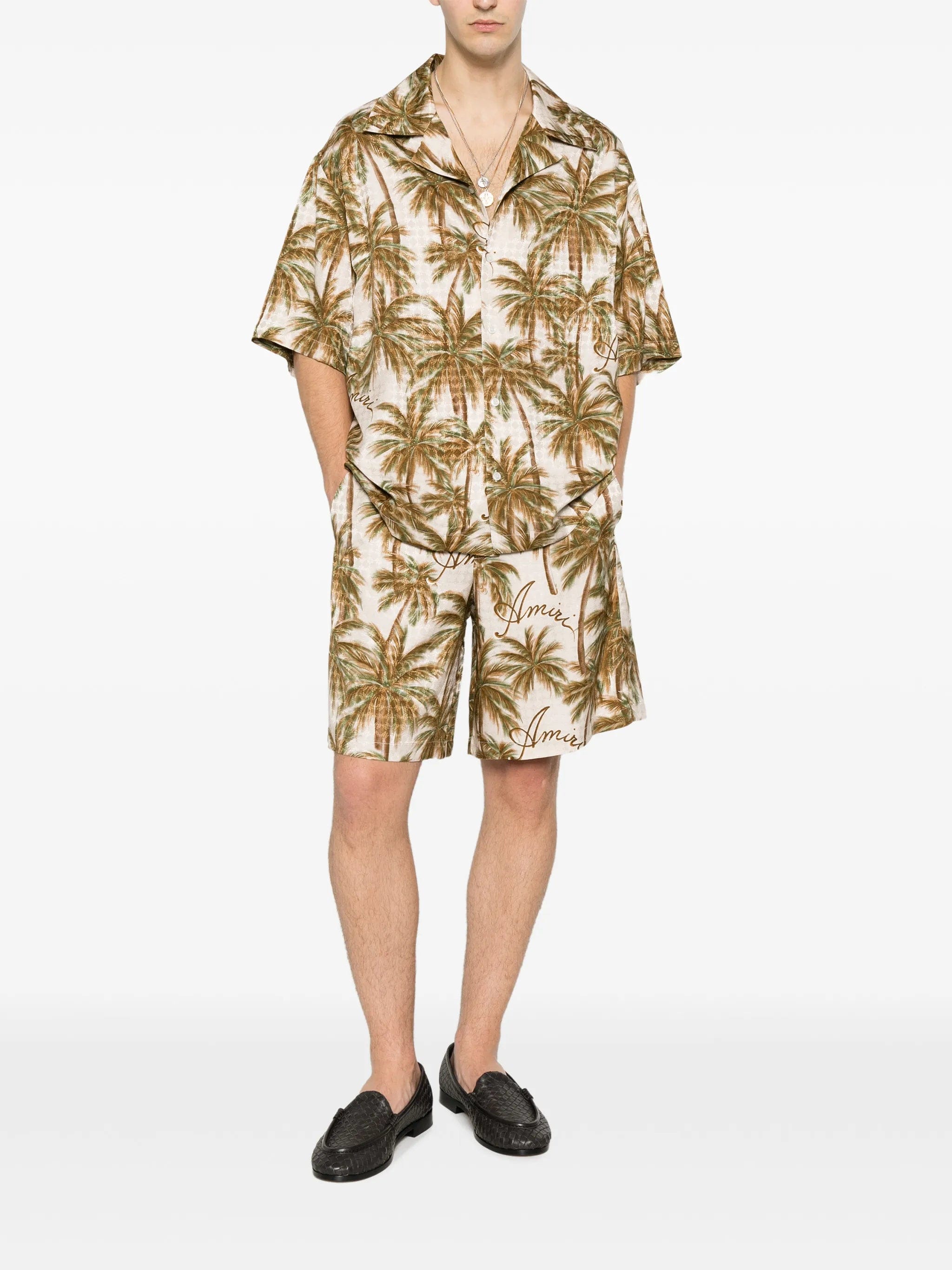 AMIRI palm - tree - print silk shirt