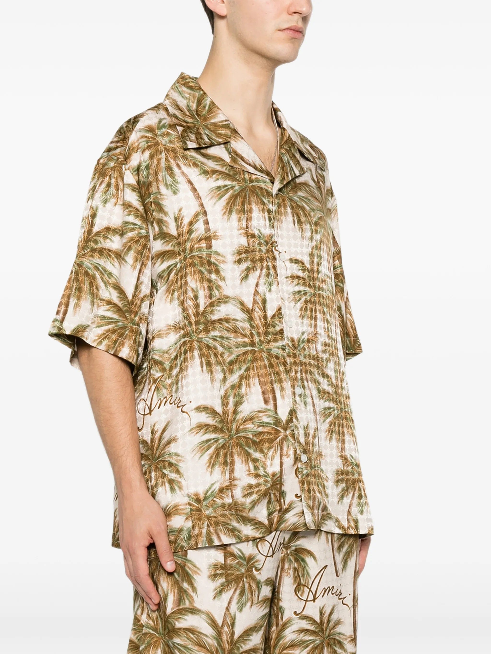 AMIRI palm - tree - print silk shirt