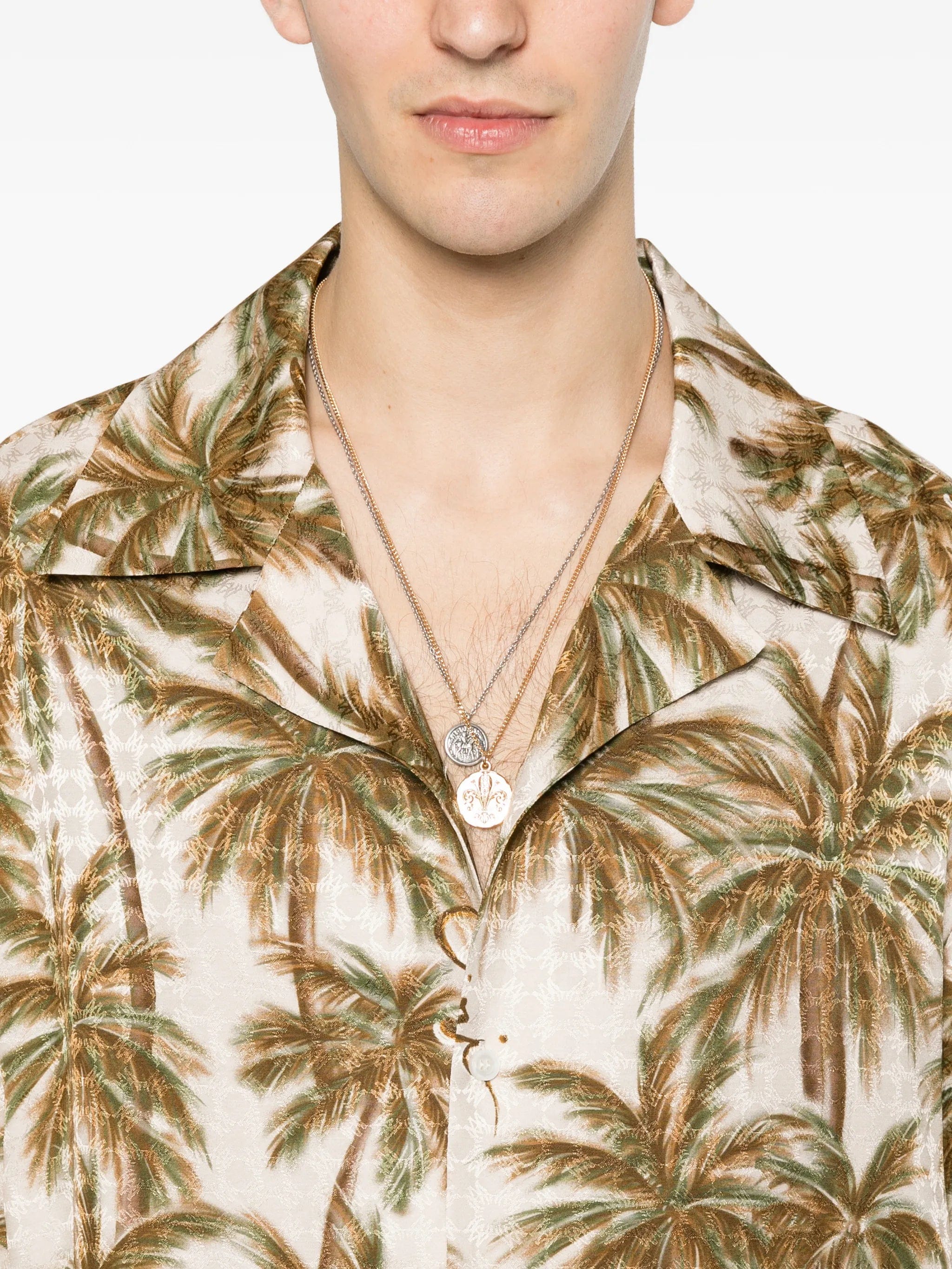 AMIRI palm - tree - print silk shirt