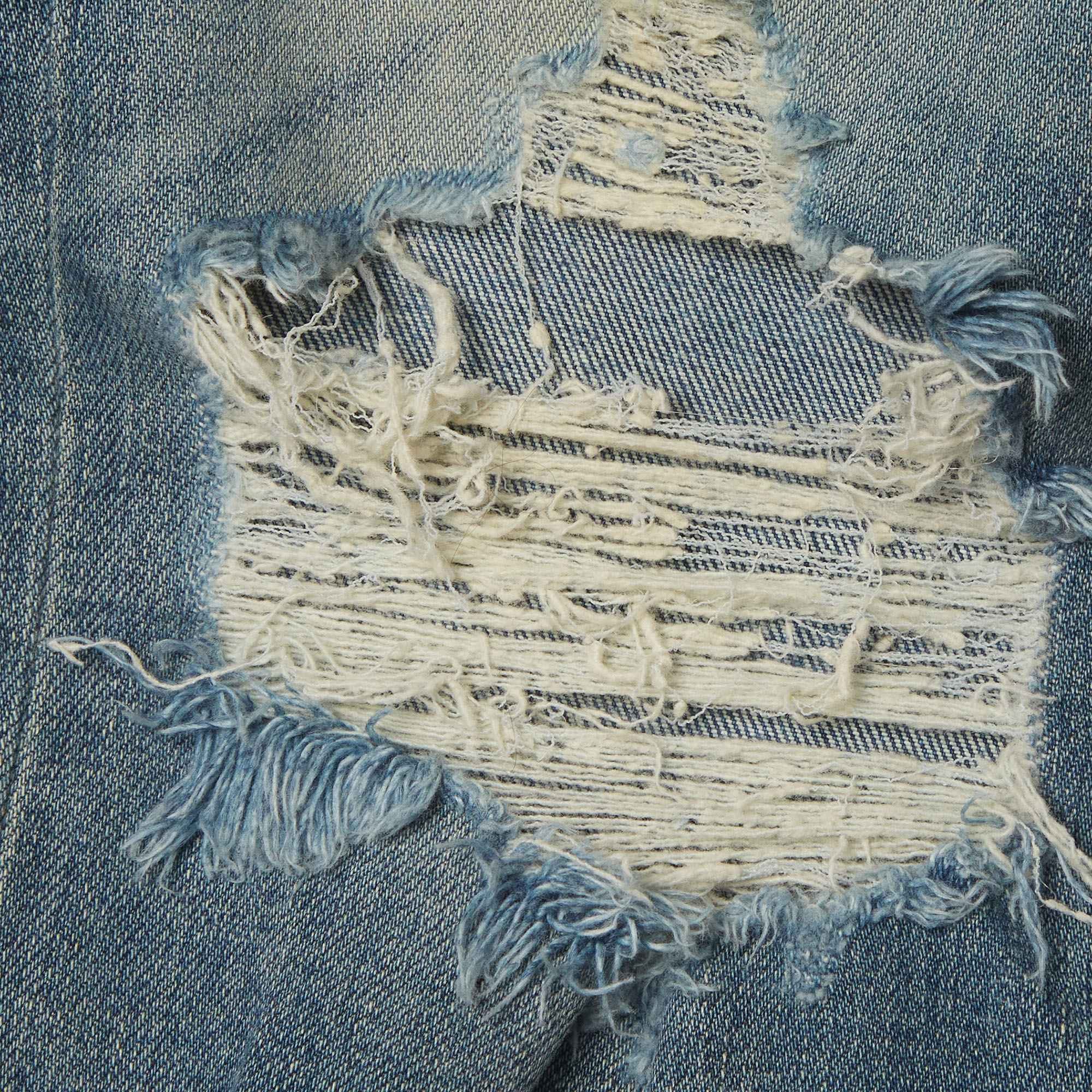 Amiri Blue Distressed Denim Skinny Fit Jeans L/waist