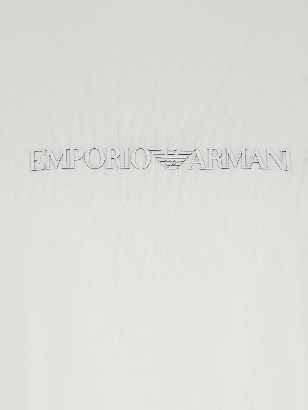 Emporio Armani Logo - Embroidered Cotton T - Shirt — White