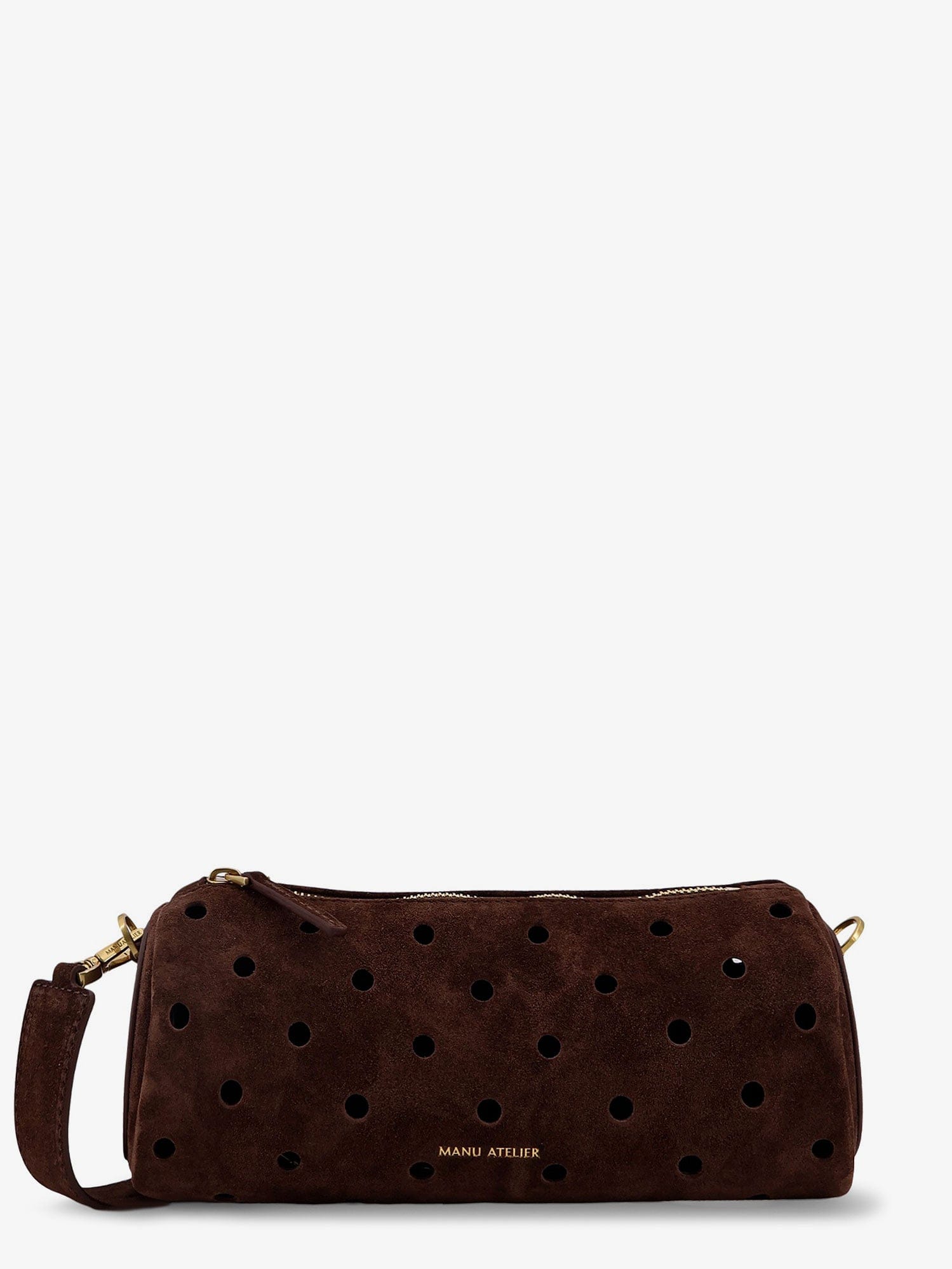 MANU Atelier Mini Cylinder suede crossbody bag
