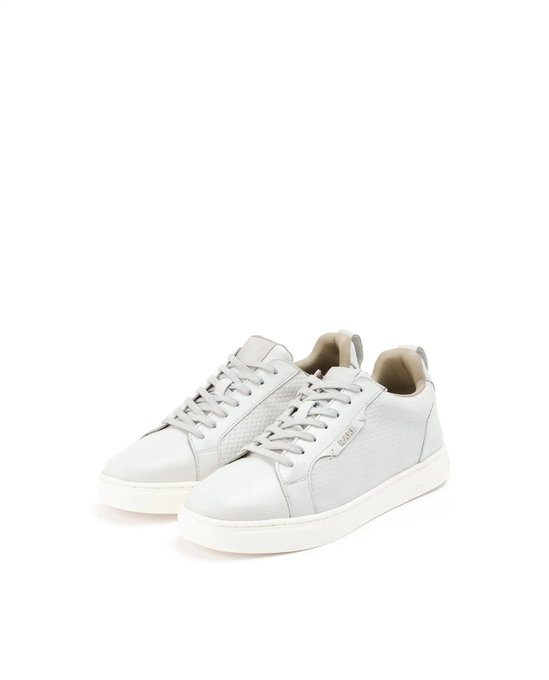 RAREZ Rare Rabbit Mens Rapso Light Beige Round Toe Low - Top Embossed Lace - Up Sneaker Shoes