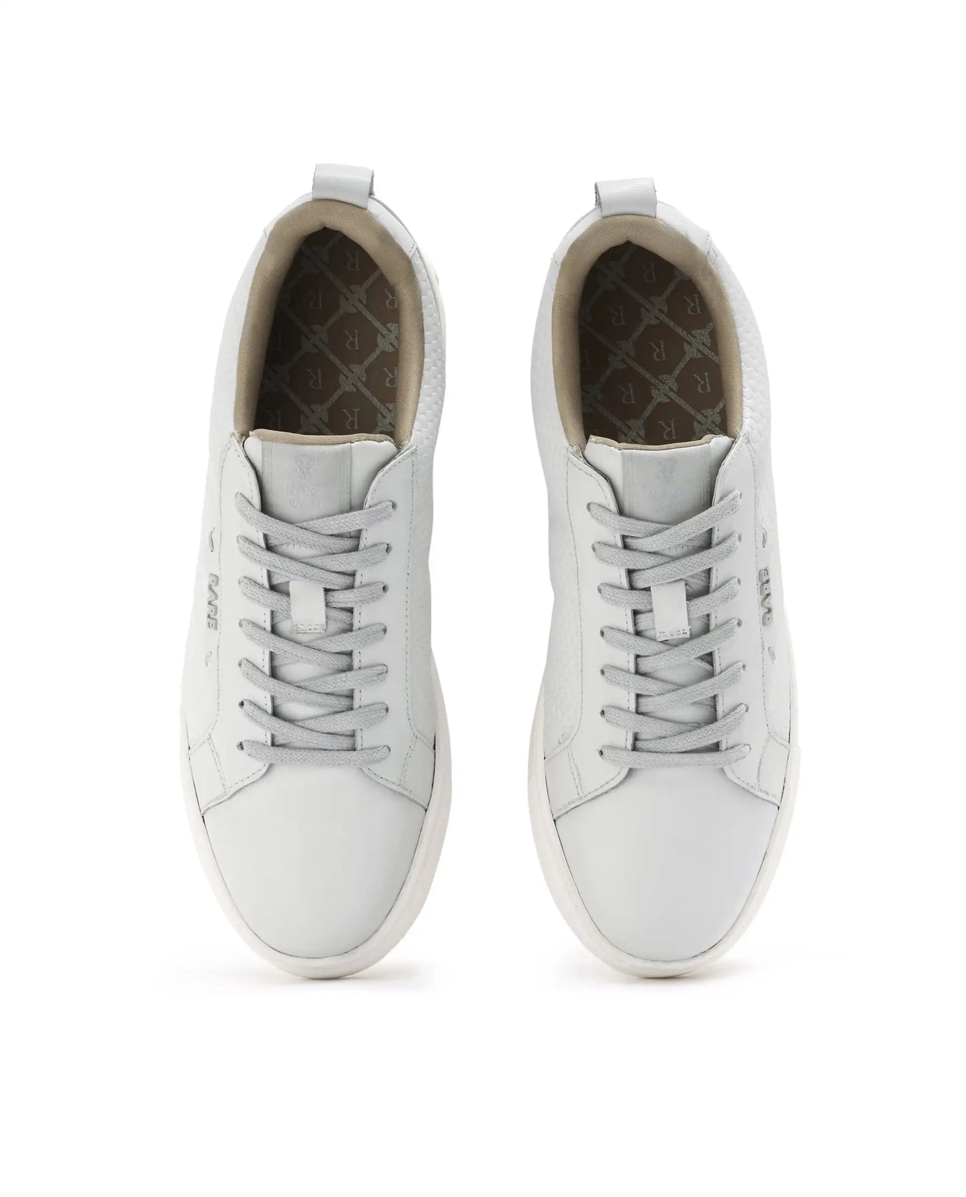 RAREZ Rare Rabbit Mens Rapso Light Beige Round Toe Low - Top Embossed Lace - Up Sneaker Shoes