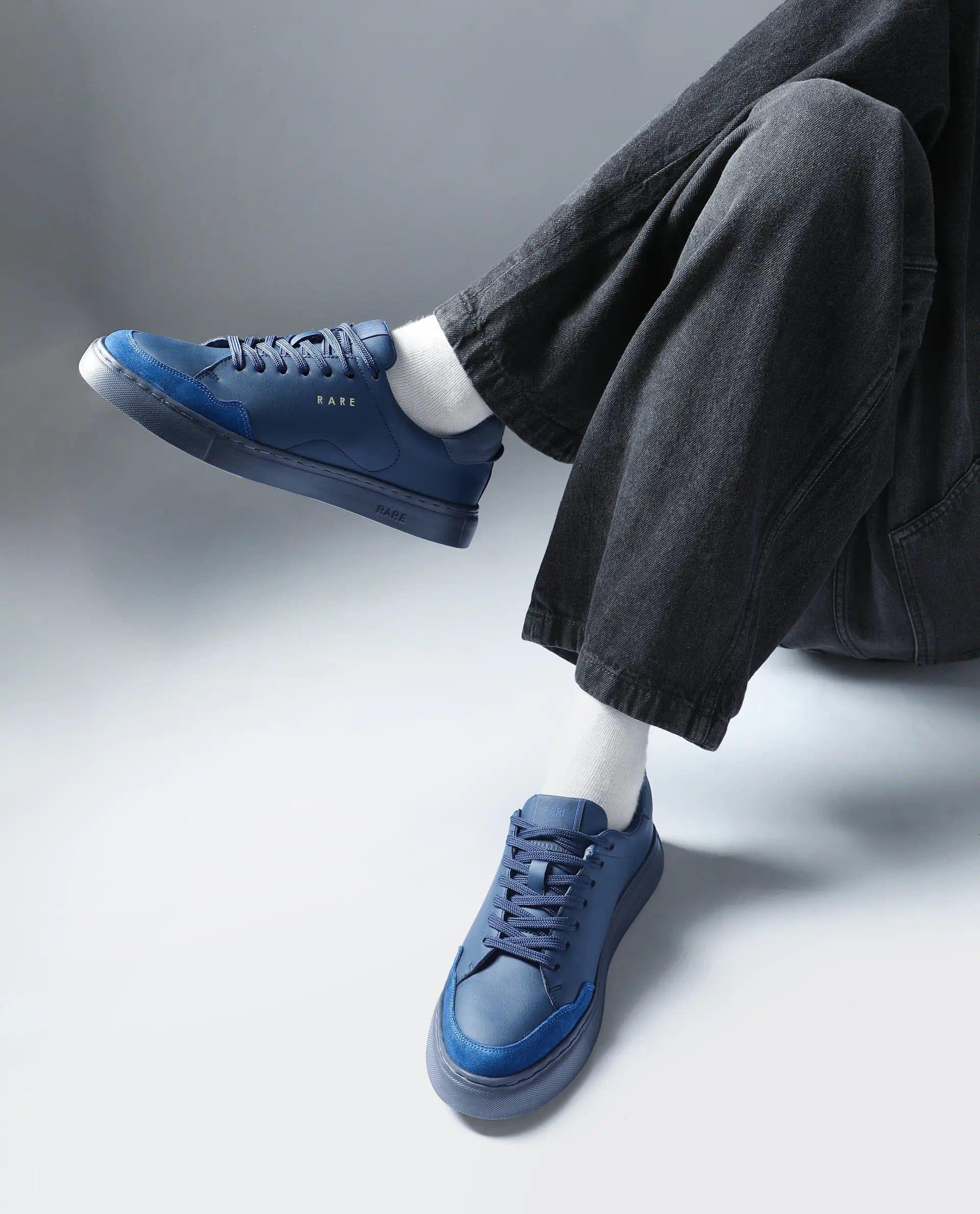 RAREZ Rare Rabbit Men's Mawi Blue Micro Fiber Leather Sneaker