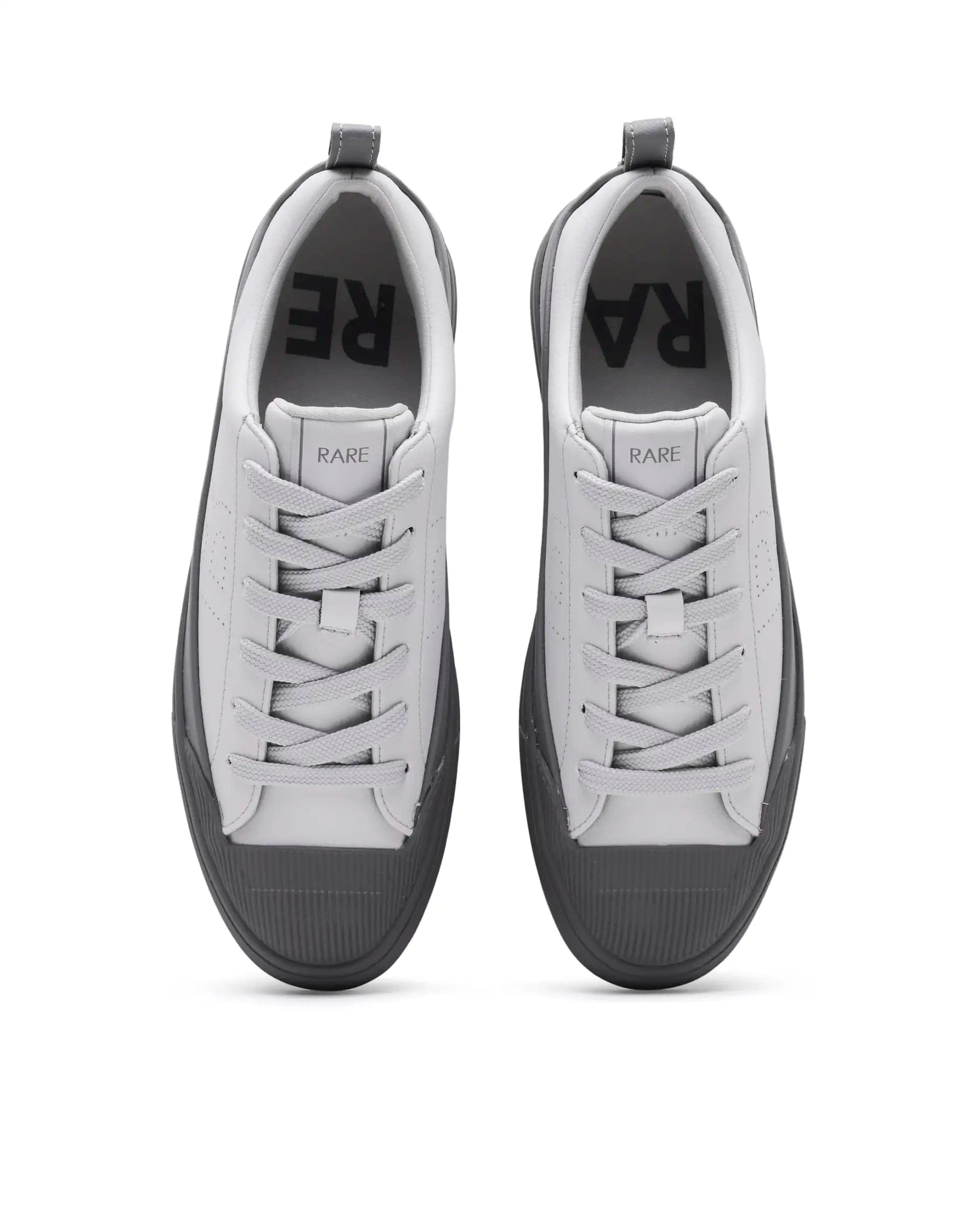 RAREZ Rare Rabbit Men's Sauron Wave 24 Light Grey Micro Leather Sneaker