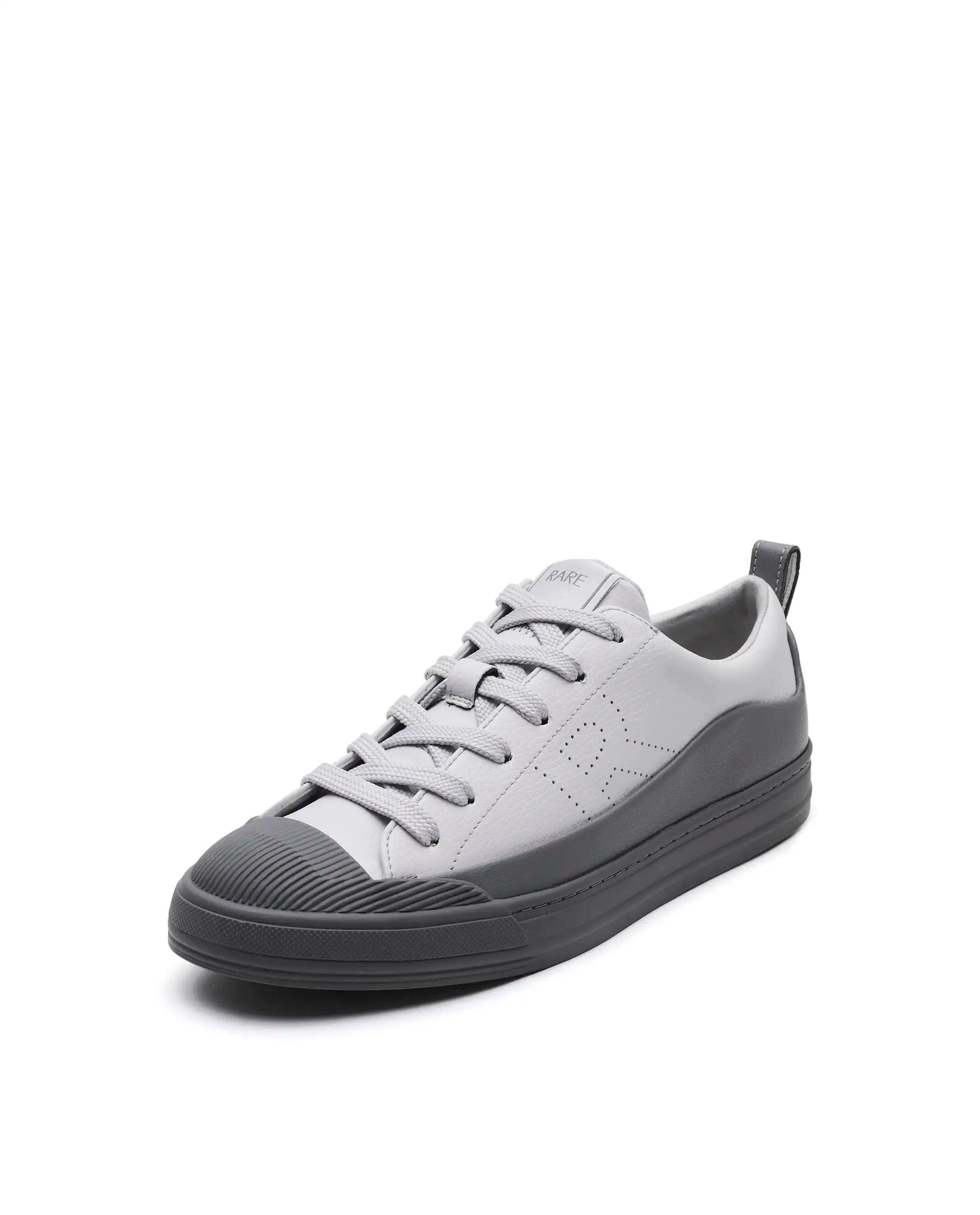 RAREZ Rare Rabbit Men's Sauron Wave 24 Light Grey Micro Leather Sneaker