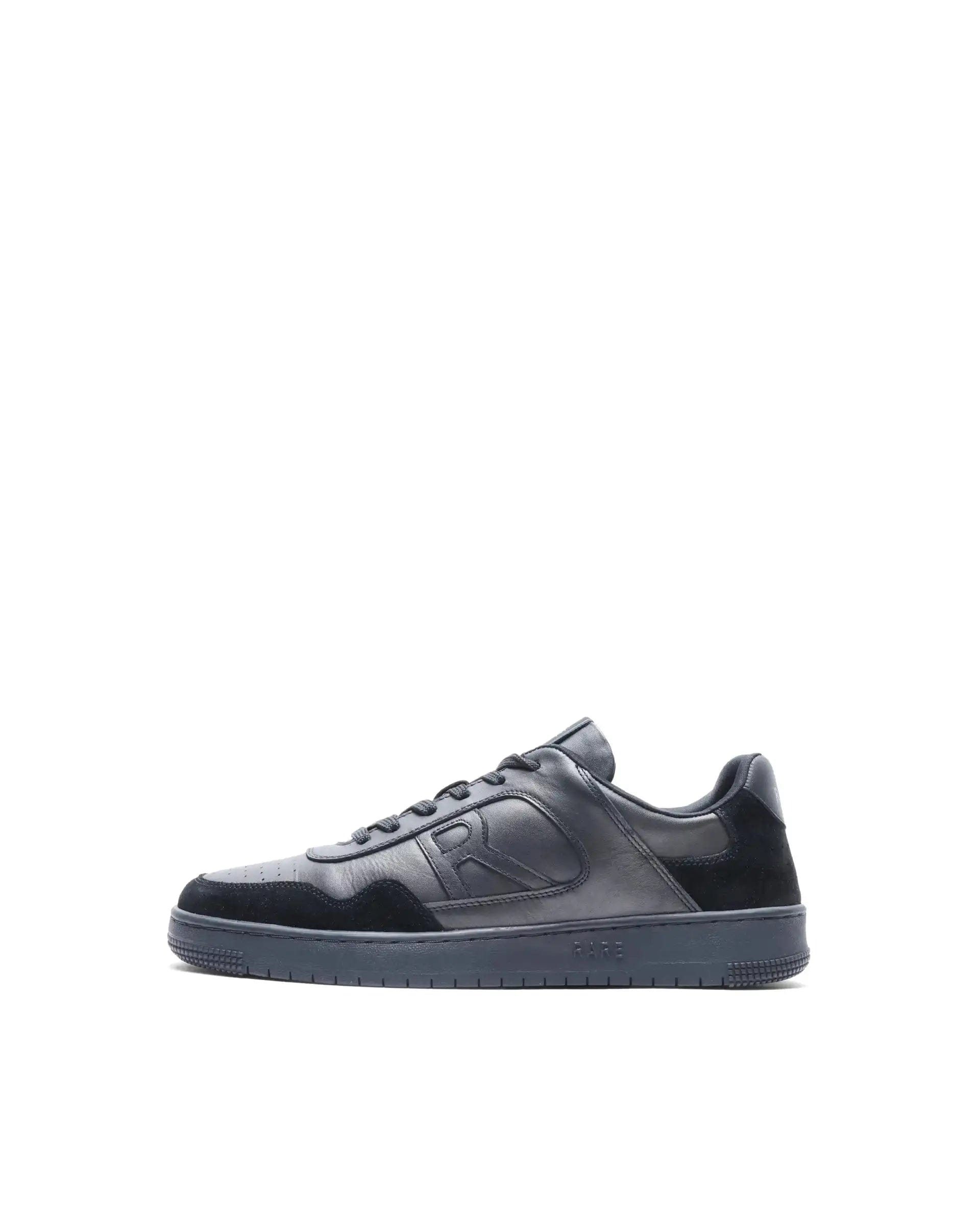 RAREZ Rare Rabbit Men's Elysium Dark Black Leather Lace - Up Closure Sneaker