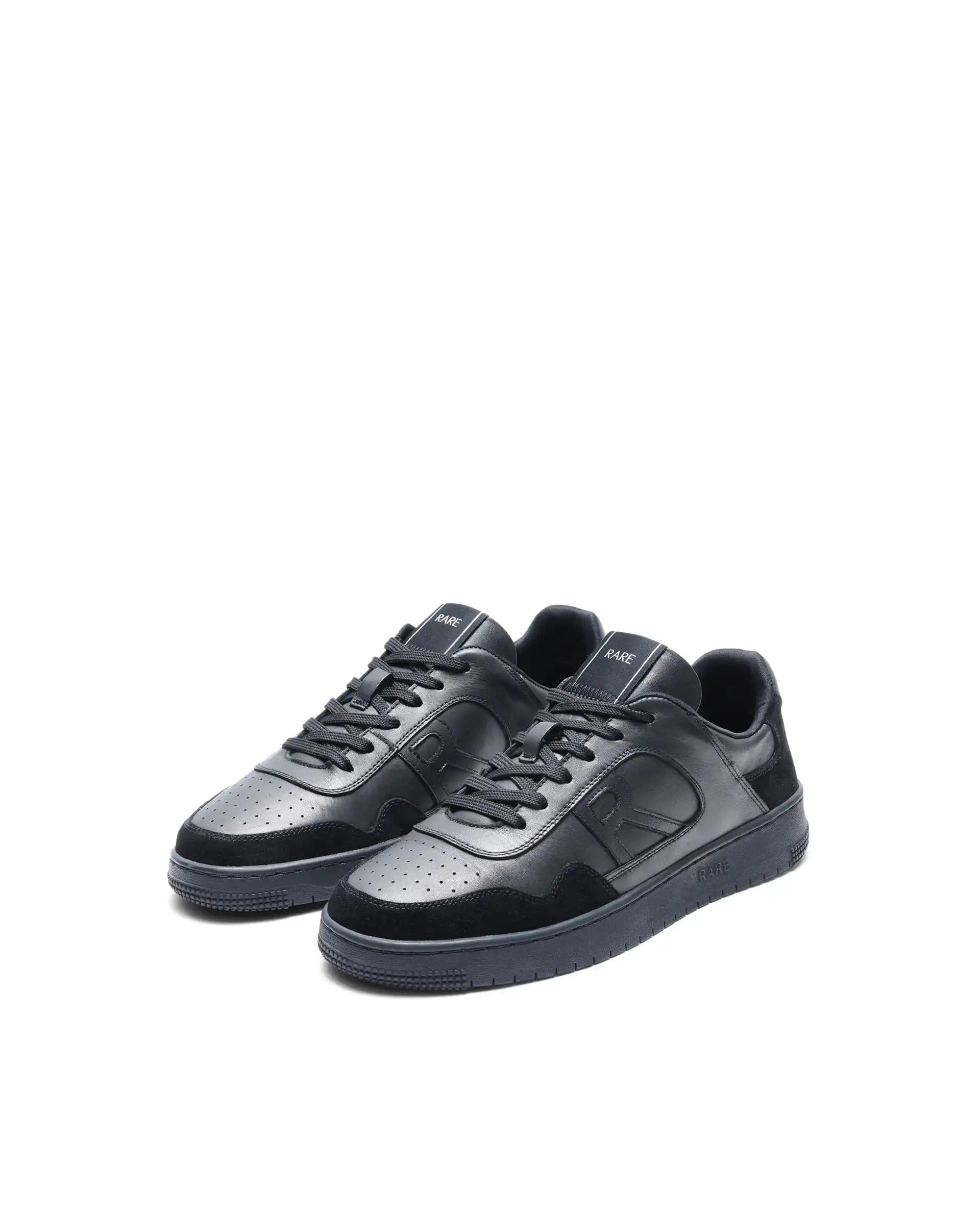 RAREZ Rare Rabbit Men's Elysium Dark Black Leather Lace - Up Closure Sneaker
