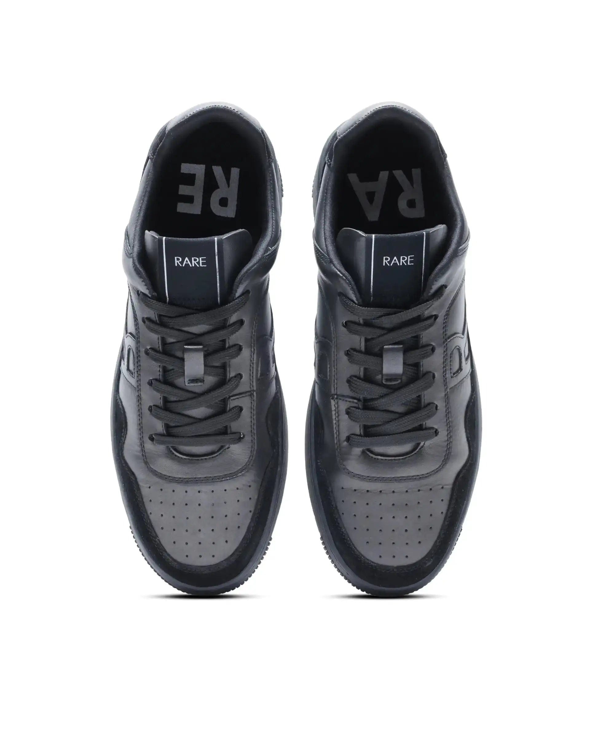 RAREZ Rare Rabbit Men's Elysium Dark Black Leather Lace - Up Closure Sneaker