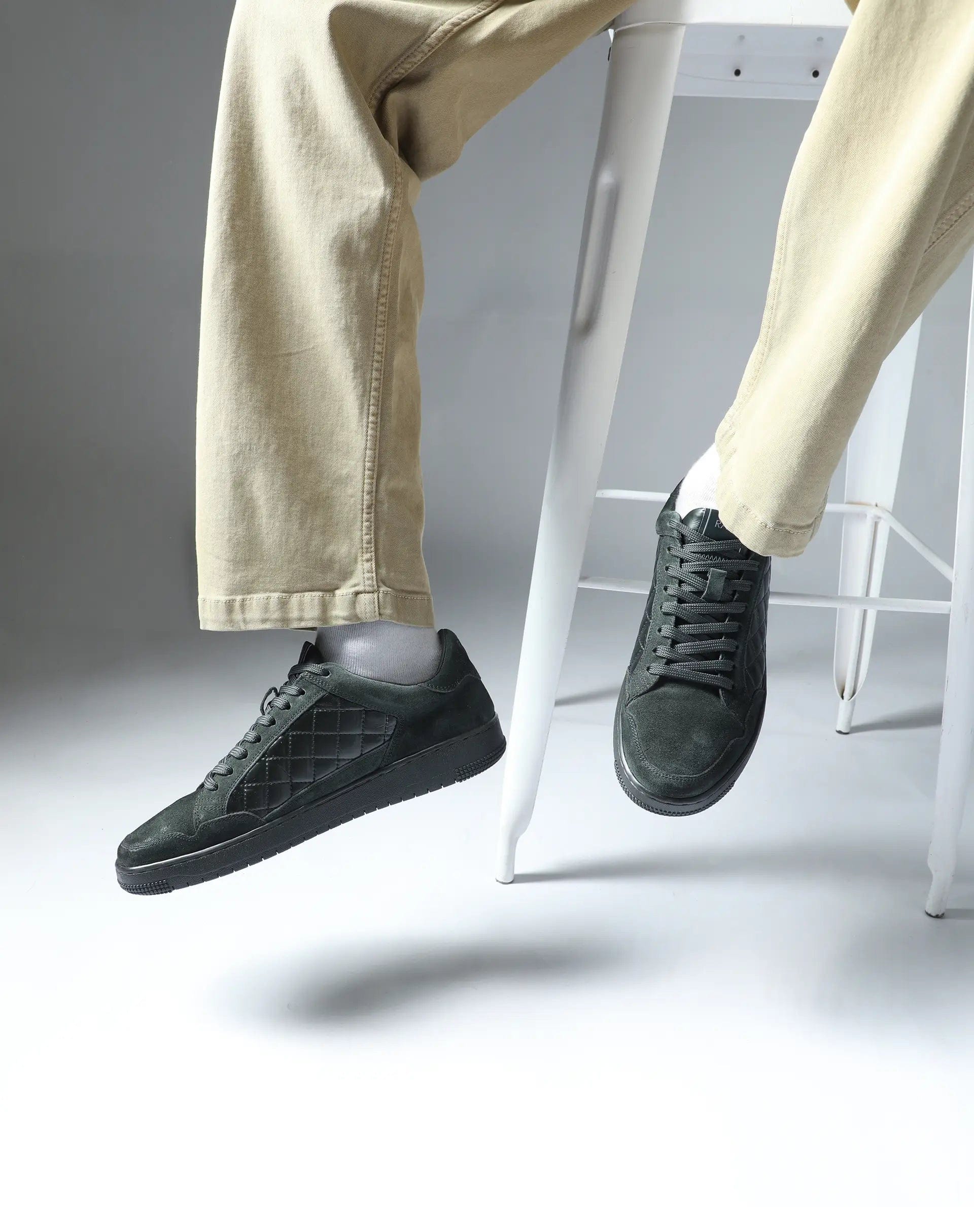 RAREZ Rare Rabbit Men's Omega Olive Suede Lace - Up Closure Sneaker