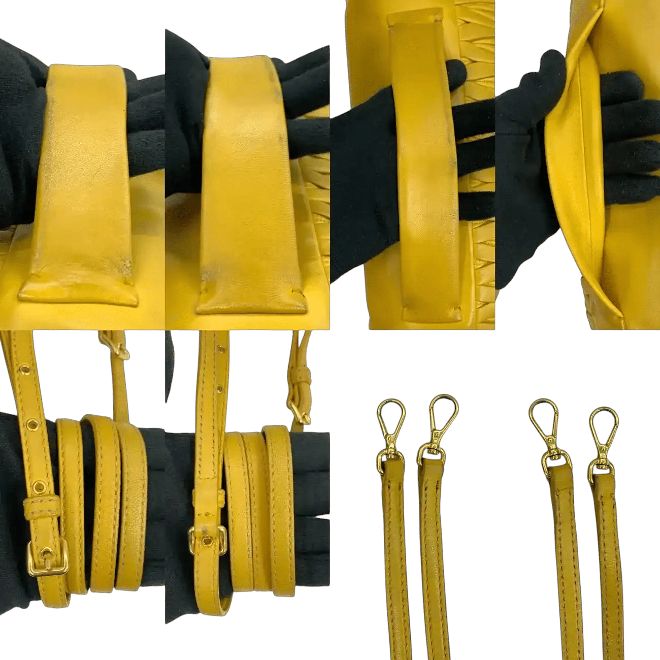True To Sole Miu Miu RP0385 Yellow Leather Matelassé Flap Crossbody Shoulder Bag