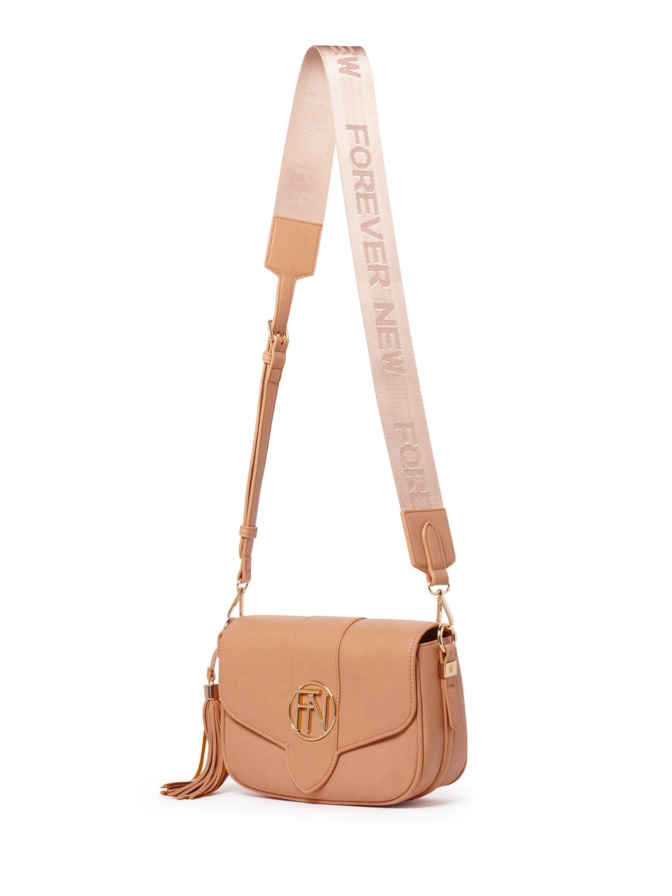 Forever New Signature Thea Tassel Saddle Crossbody Bag Brown