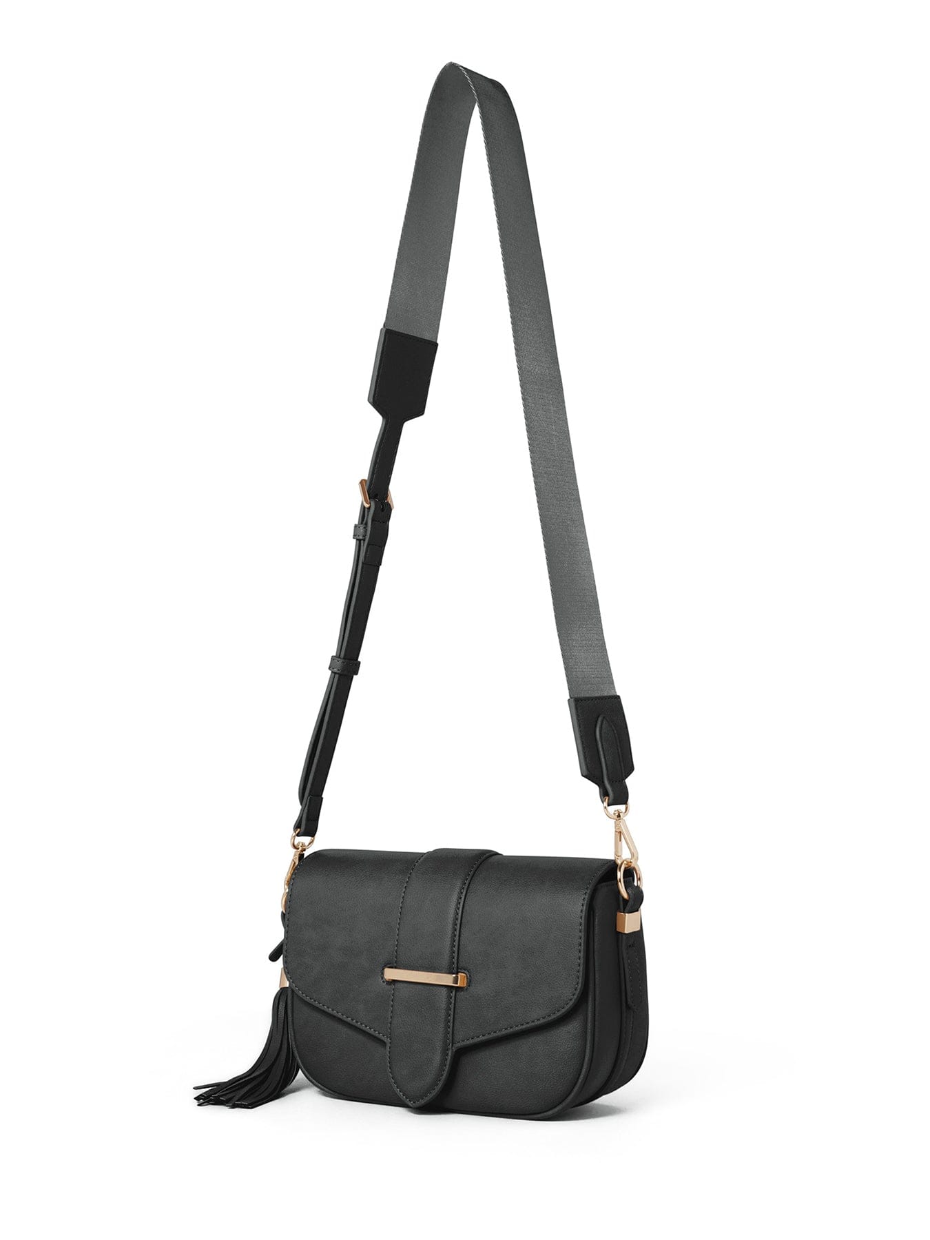 Forever New Signature Thea Tassel Saddle Crossbody Bag Black