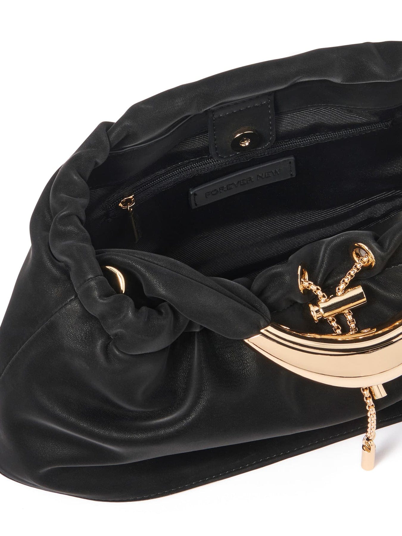 Forever New Signature Marigold Metal Handle Crossbody Bag Black