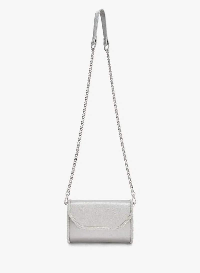 Flora Bella by Shoexpress SILVER Embellished Crossbody Bag With Chain Strap for Women | Best Price UAE