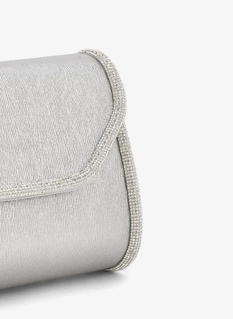 Flora Bella by Shoexpress SILVER Embellished Crossbody Bag With Chain Strap for Women | Best Price UAE