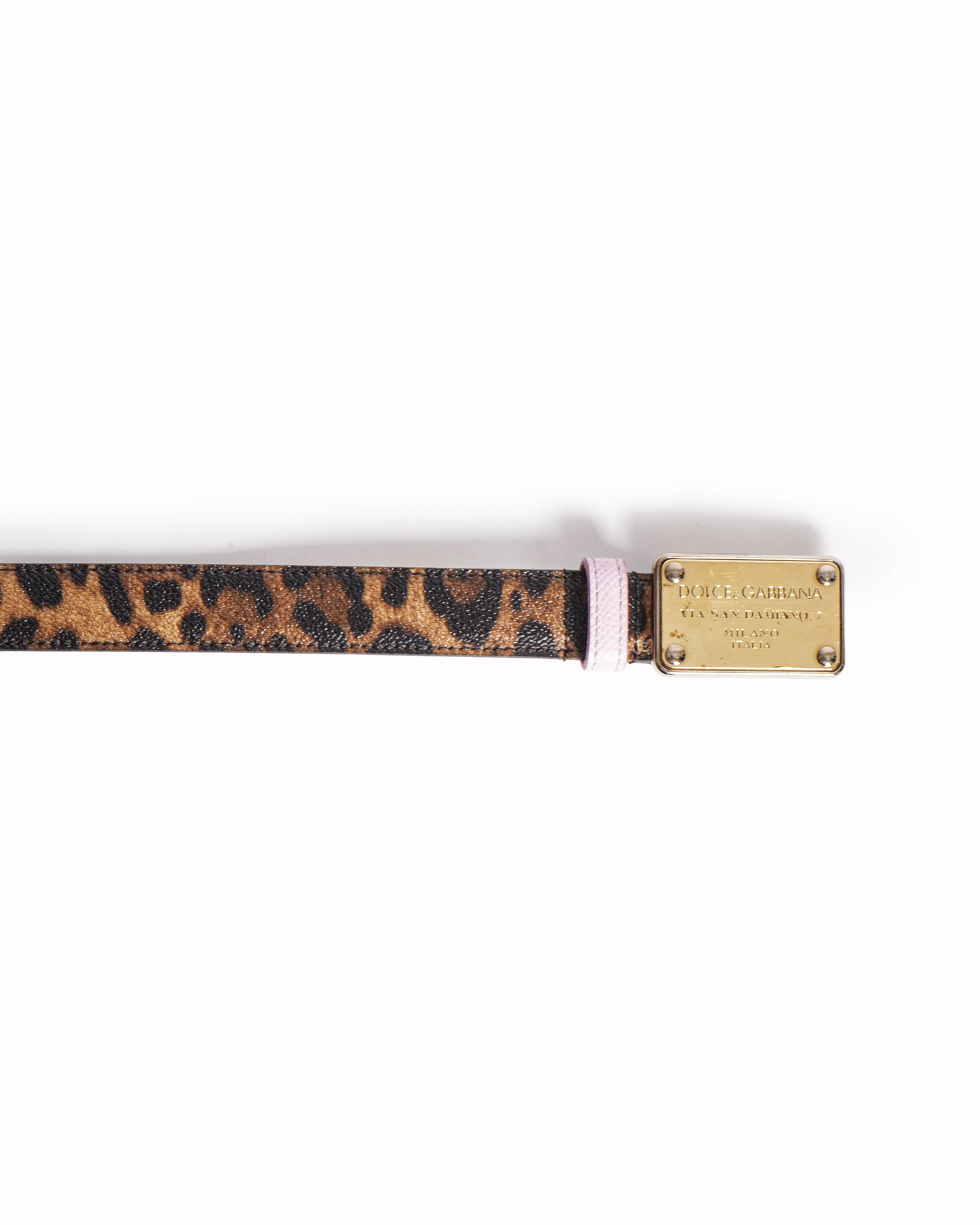 Dolce & Gabbana Leopard Print Logo Plaque Belt
