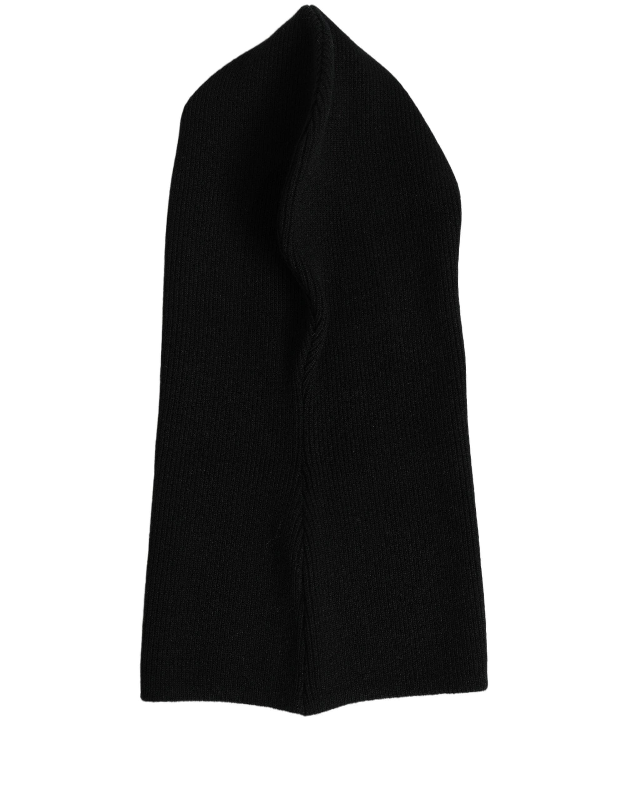 Dolce & Gabbana Men Black Wool Ribbed Knit Balaclava Wrap One Size Men's Hat