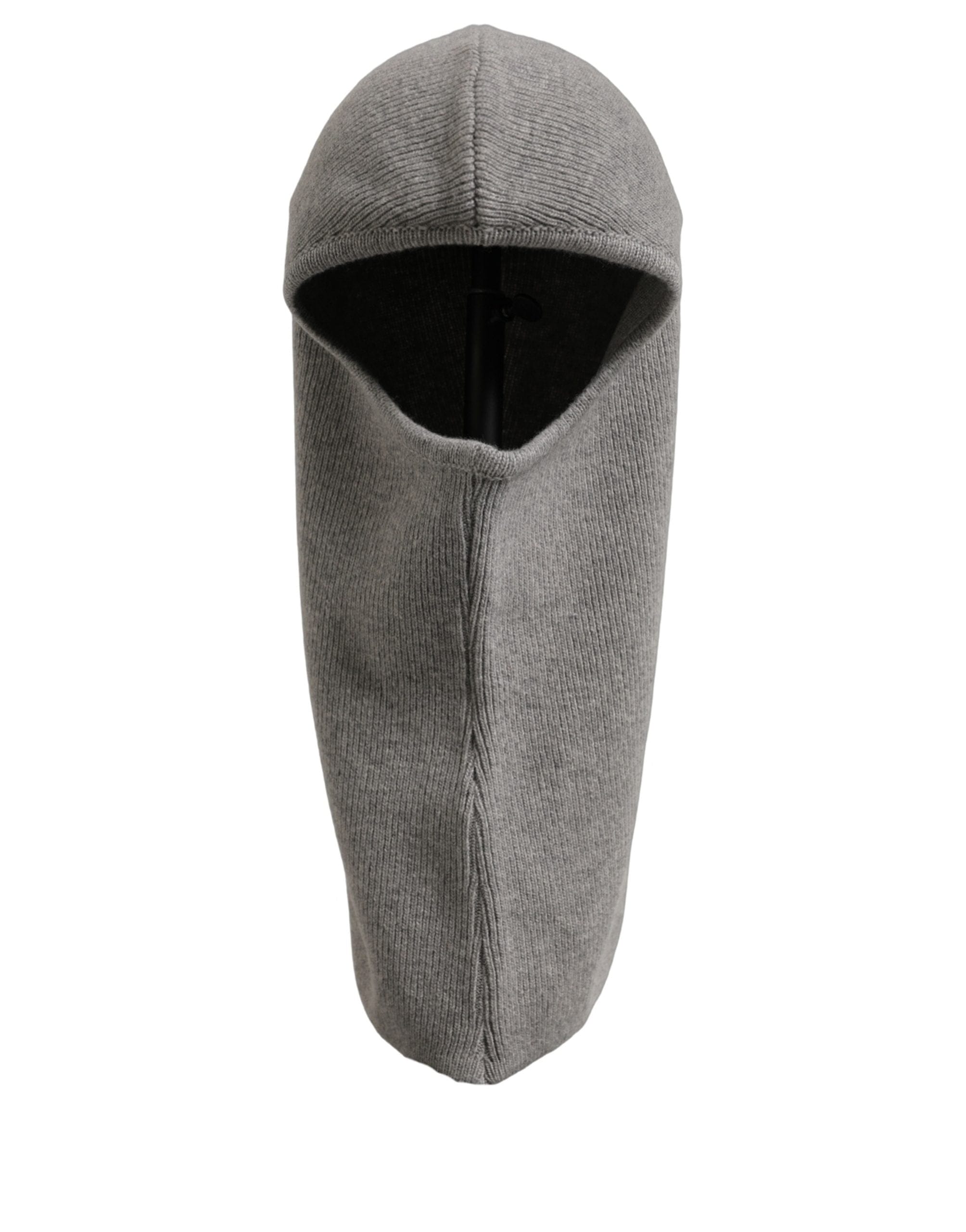 Dolce & Gabbana Men Grey Wool Ribbed Knit Balaclava Wrap One Size Men's Hat