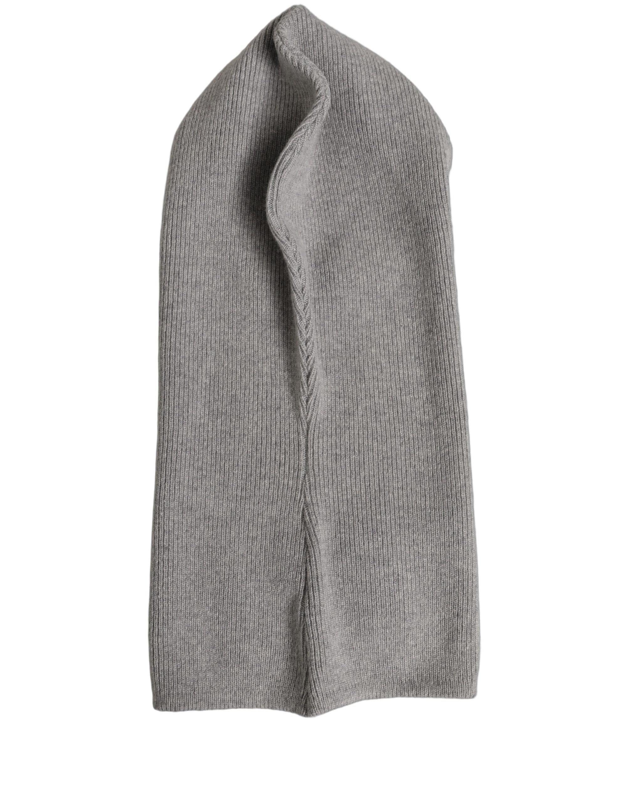 Dolce & Gabbana Men Grey Wool Ribbed Knit Balaclava Wrap One Size Men's Hat