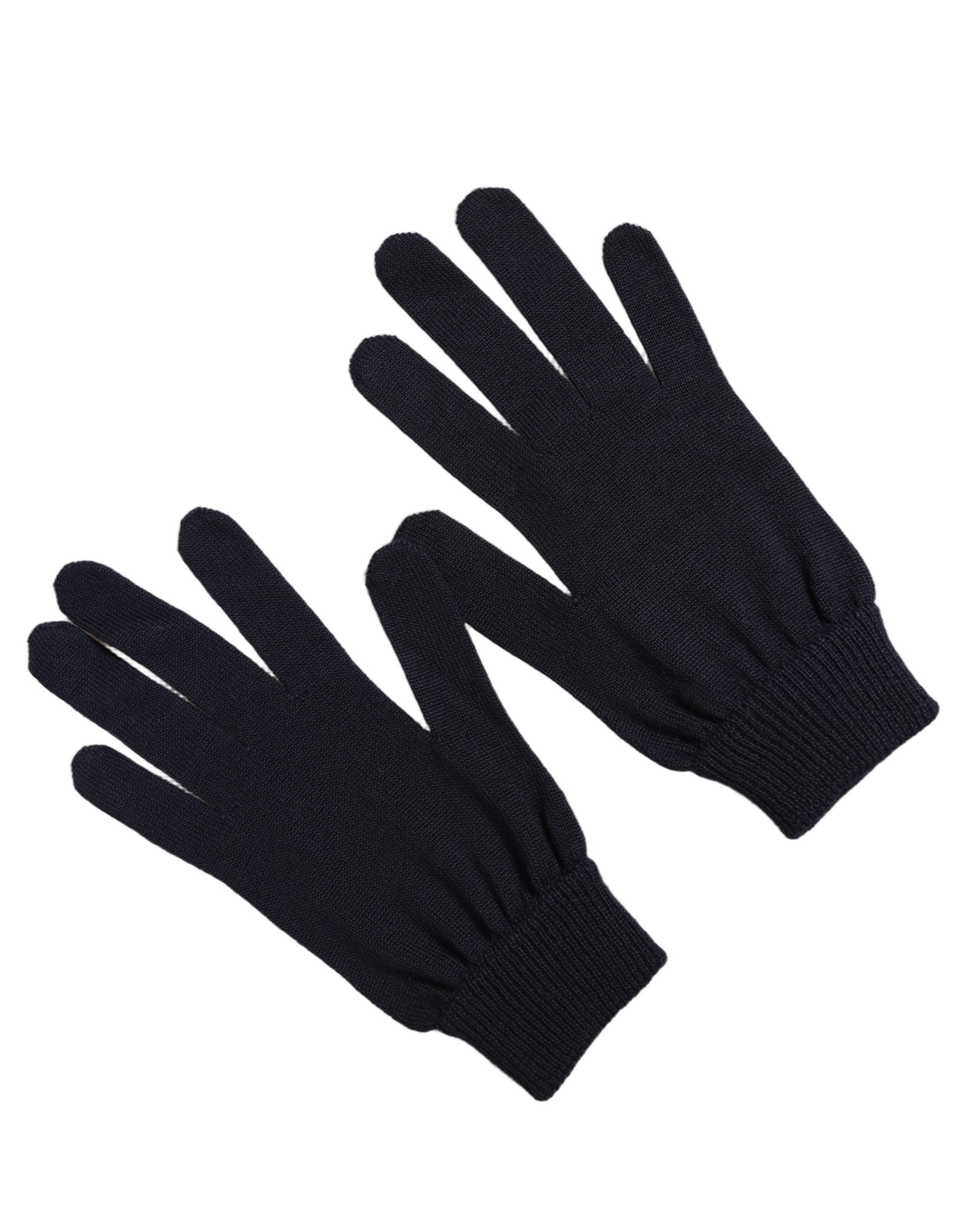 Dolce & Gabbana Men Dark Blue Cashmere Knitted Winter Men's Gloves