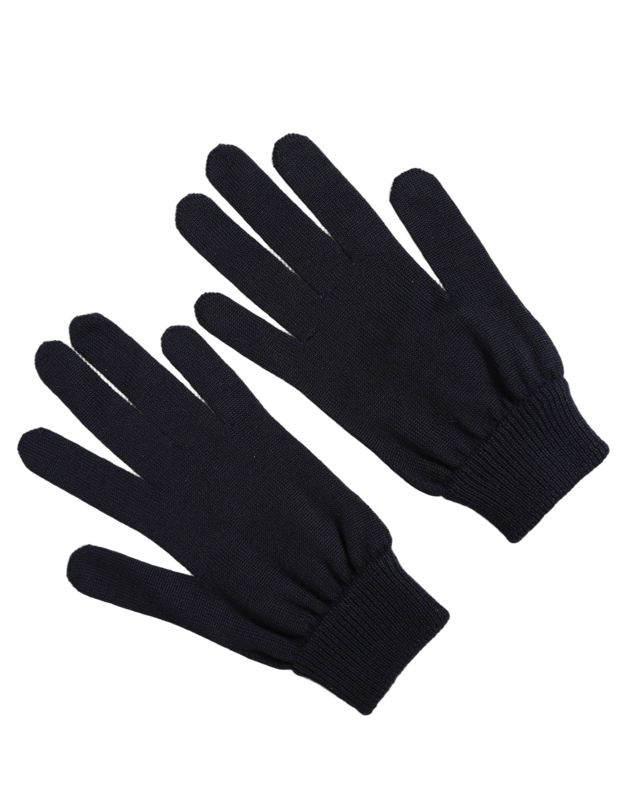 Dolce & Gabbana Men Dark Blue Cashmere Knitted Winter Men's Gloves