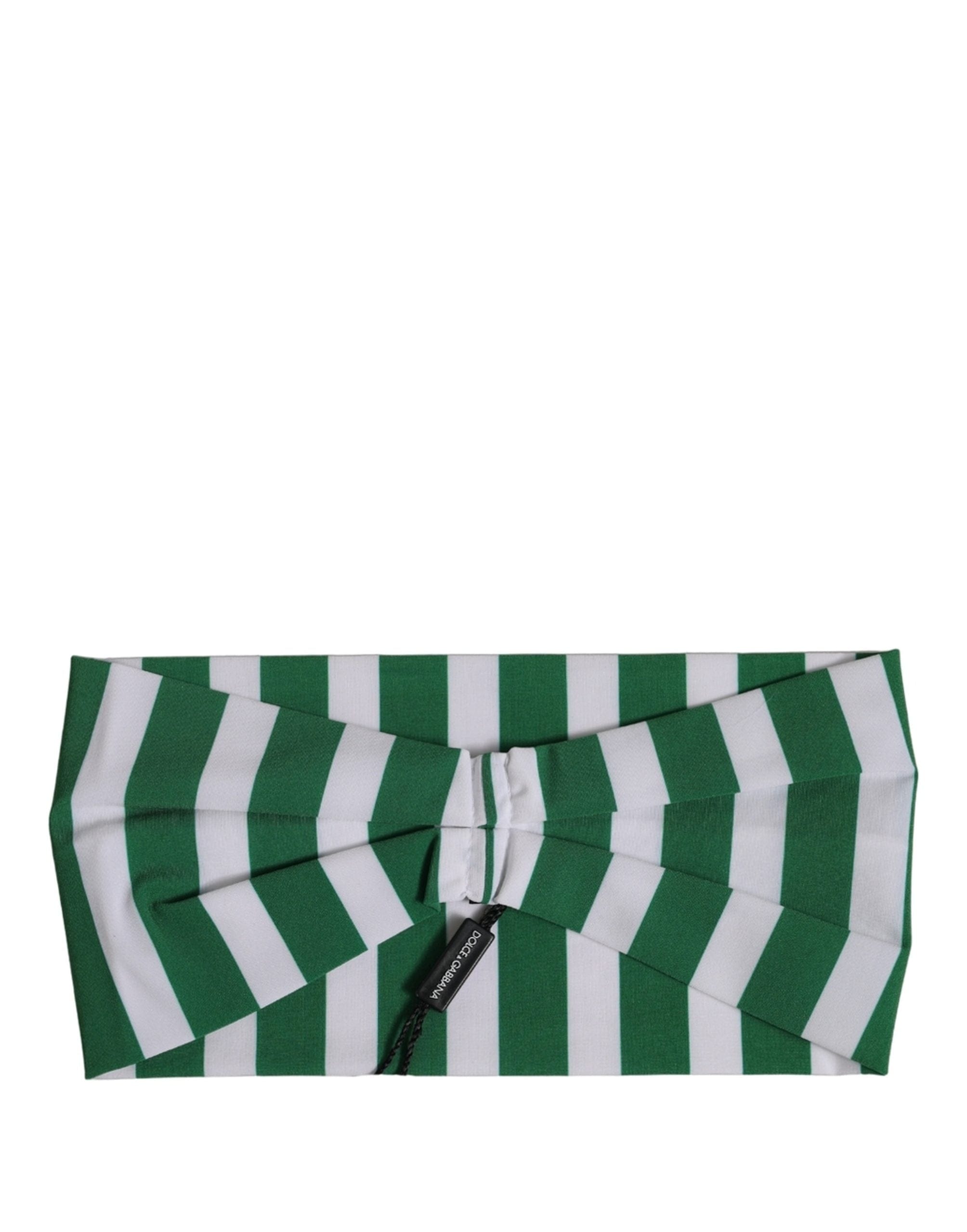 Dolce & Gabbana Green White Stripes Nylon Head Wrap One Size Women's Headband