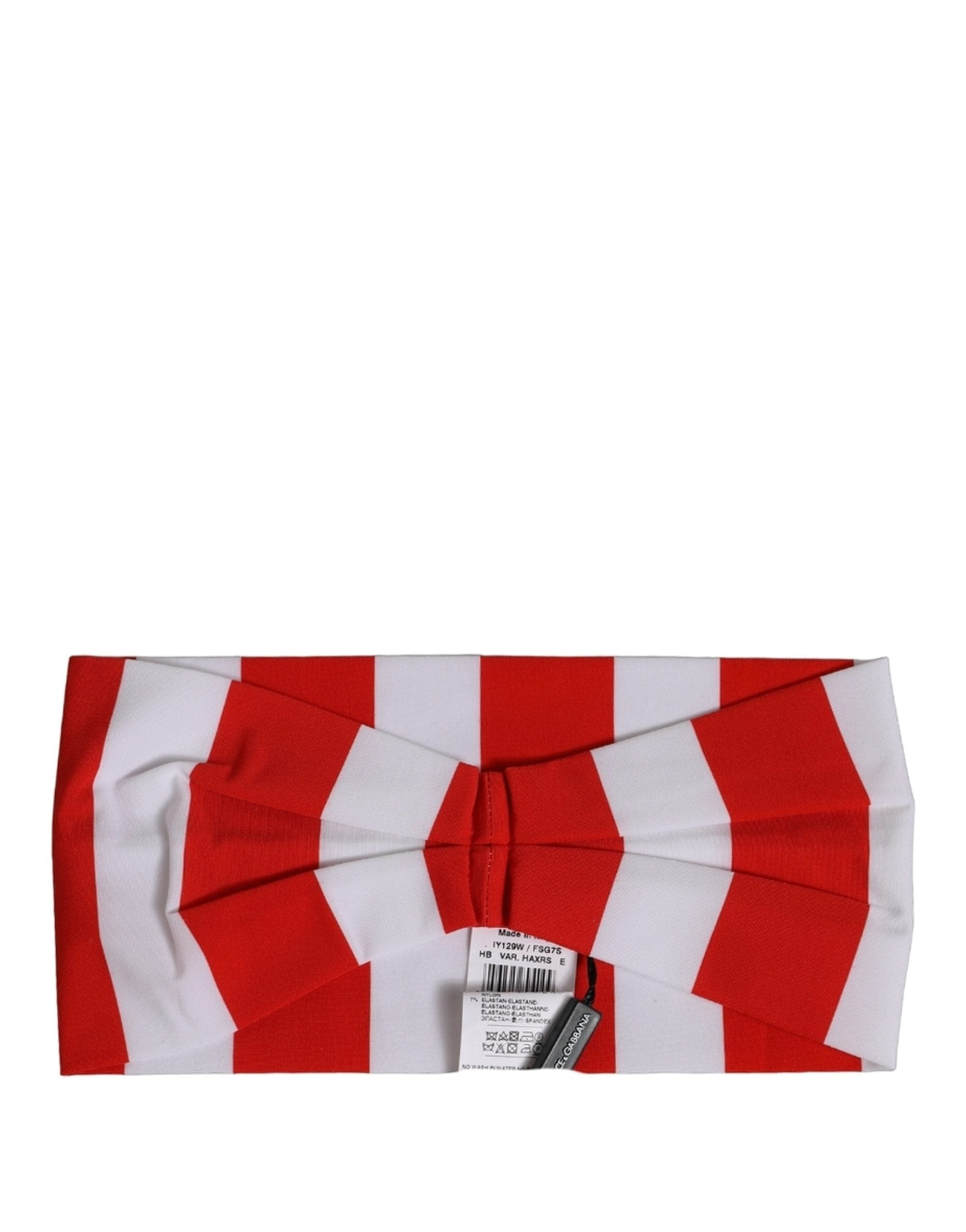 Dolce & Gabbana Red White Stripes Nylon Head Wrap One Size Women's Headband